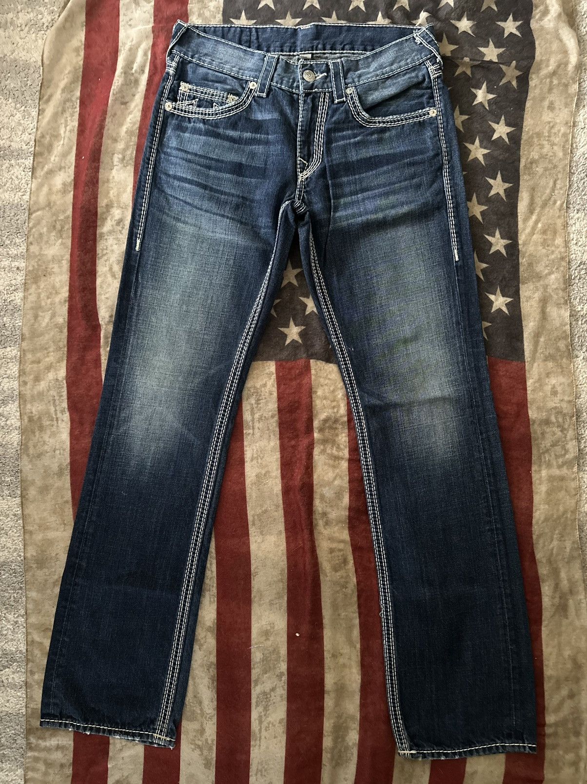 True Religion True Religion Flapless Mega T Straight Jeans Size US 31 - 2 Thumbnail