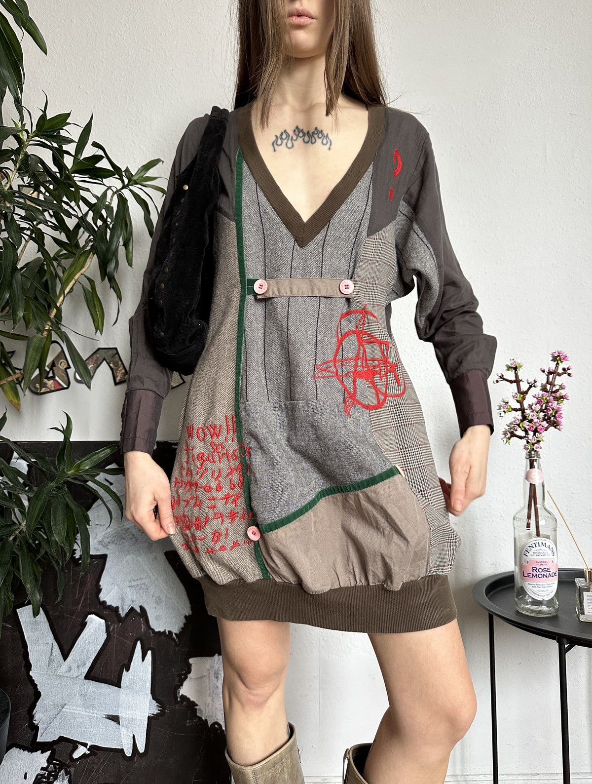 Desigual × Seditionaries × Vintage Desigual Vintage Abstract Patchwork Dress 00s Size ONE SIZE - 1 Thumbnail