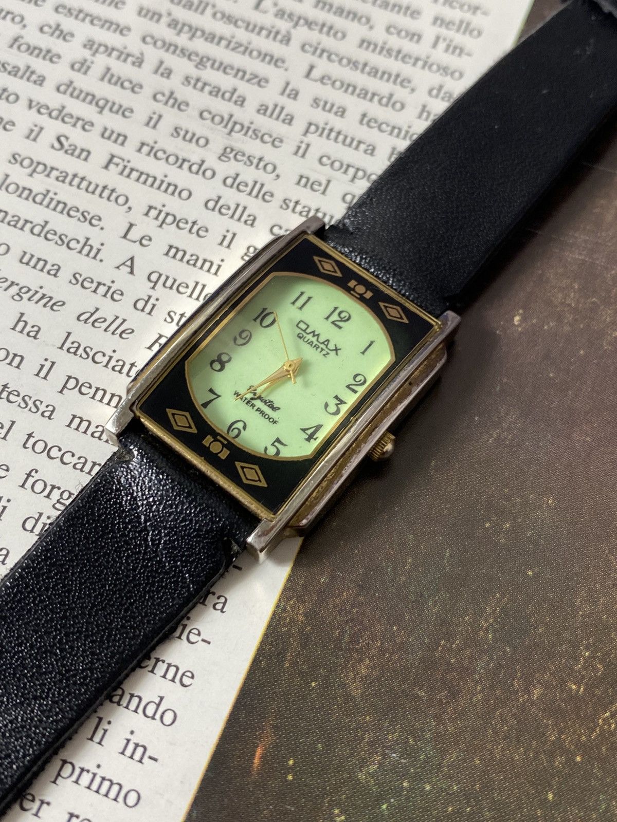Japanese Brand Vintage Omax Tank Watch Green Dial Art Deco Style 🏛️ Size ONE SIZE - 3 Thumbnail