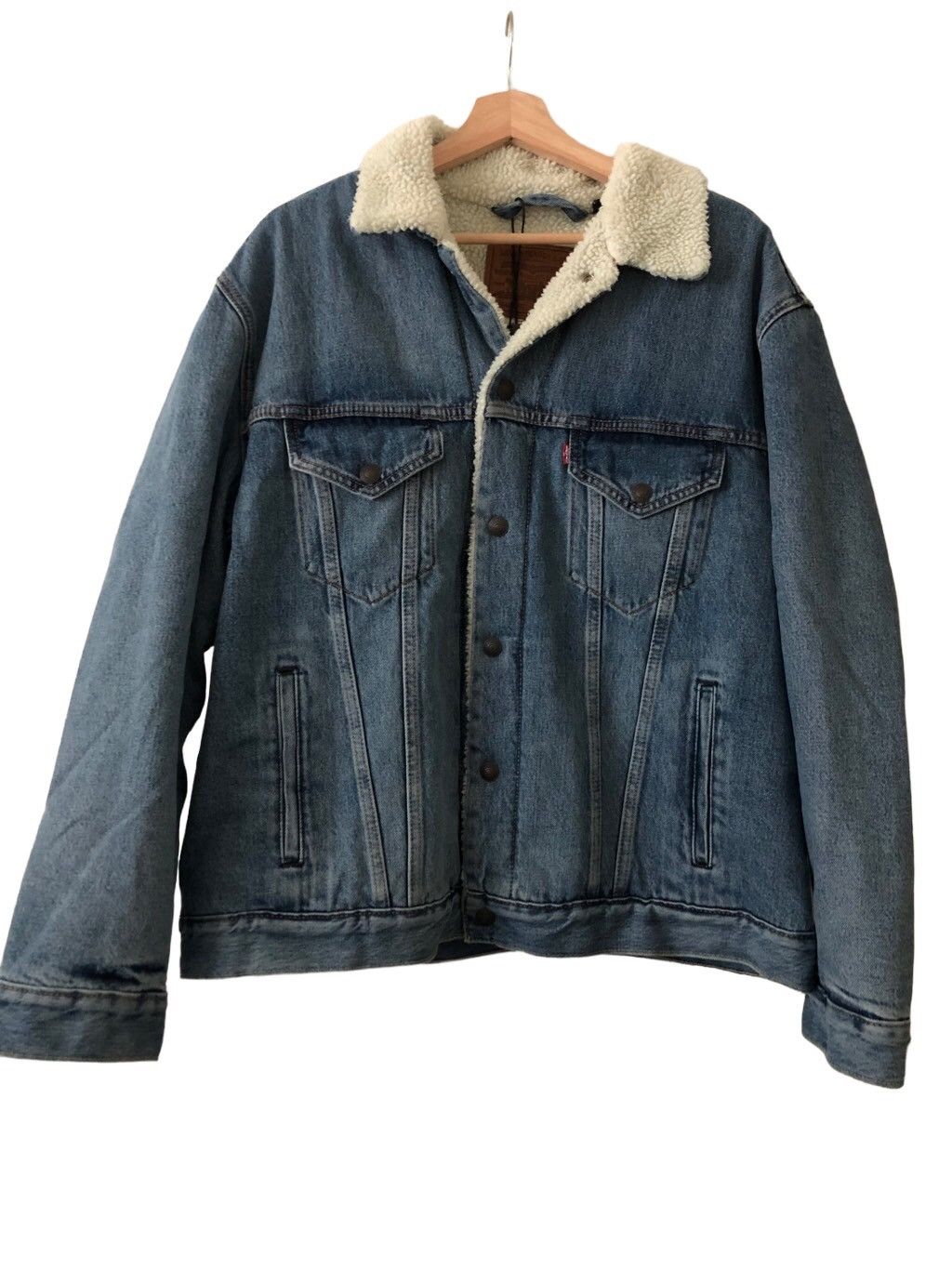 Levi's Levi Vintage Washed Sherpa Lined Denim Trucker Jacket Size US L / EU 52-54 / 3 - 1 Thumbnail