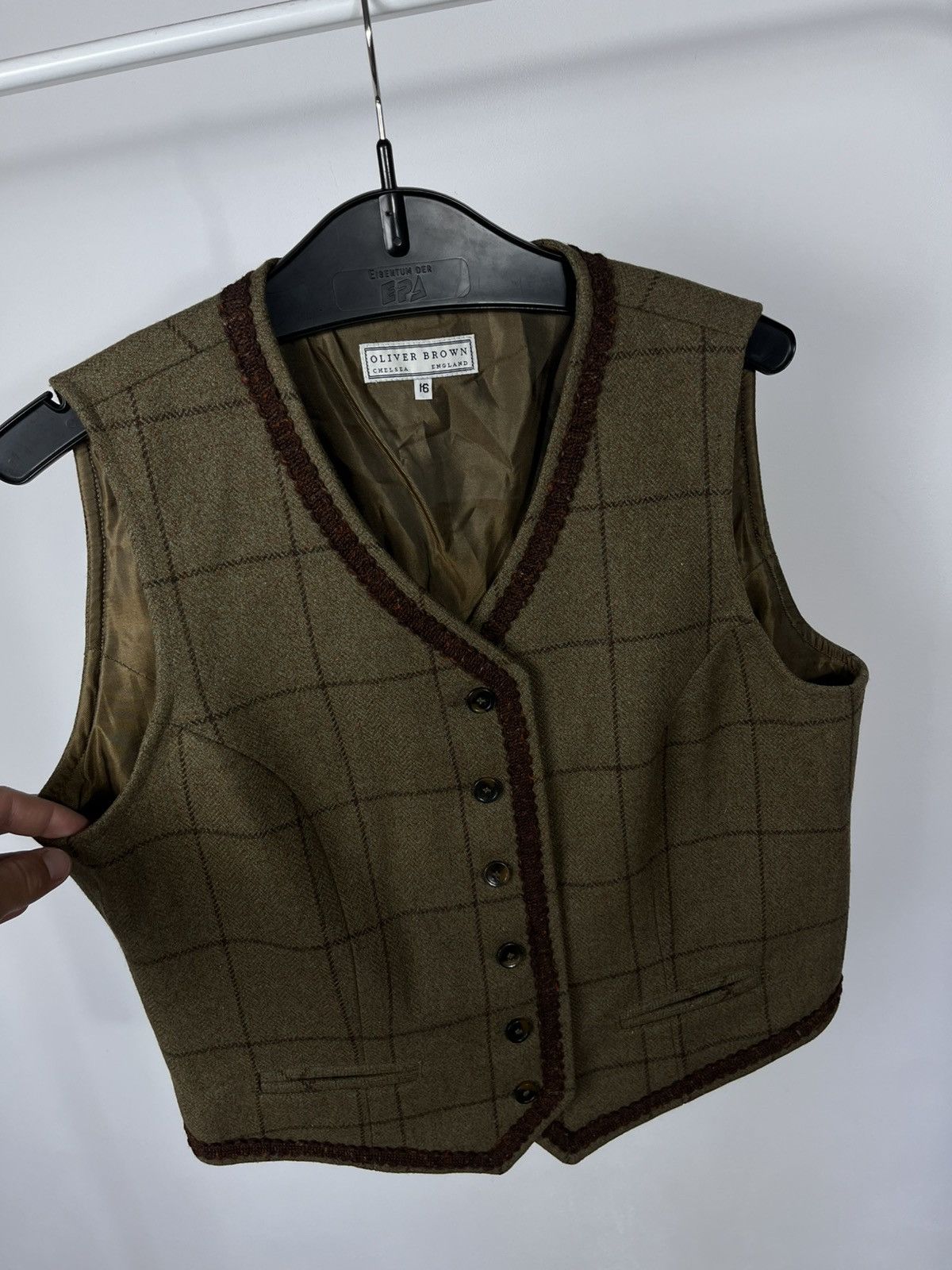 Other Oliver Brown England Wool Tweed Checked Vest Size 16 Size L / US 10 / IT 46 - 4 Thumbnail