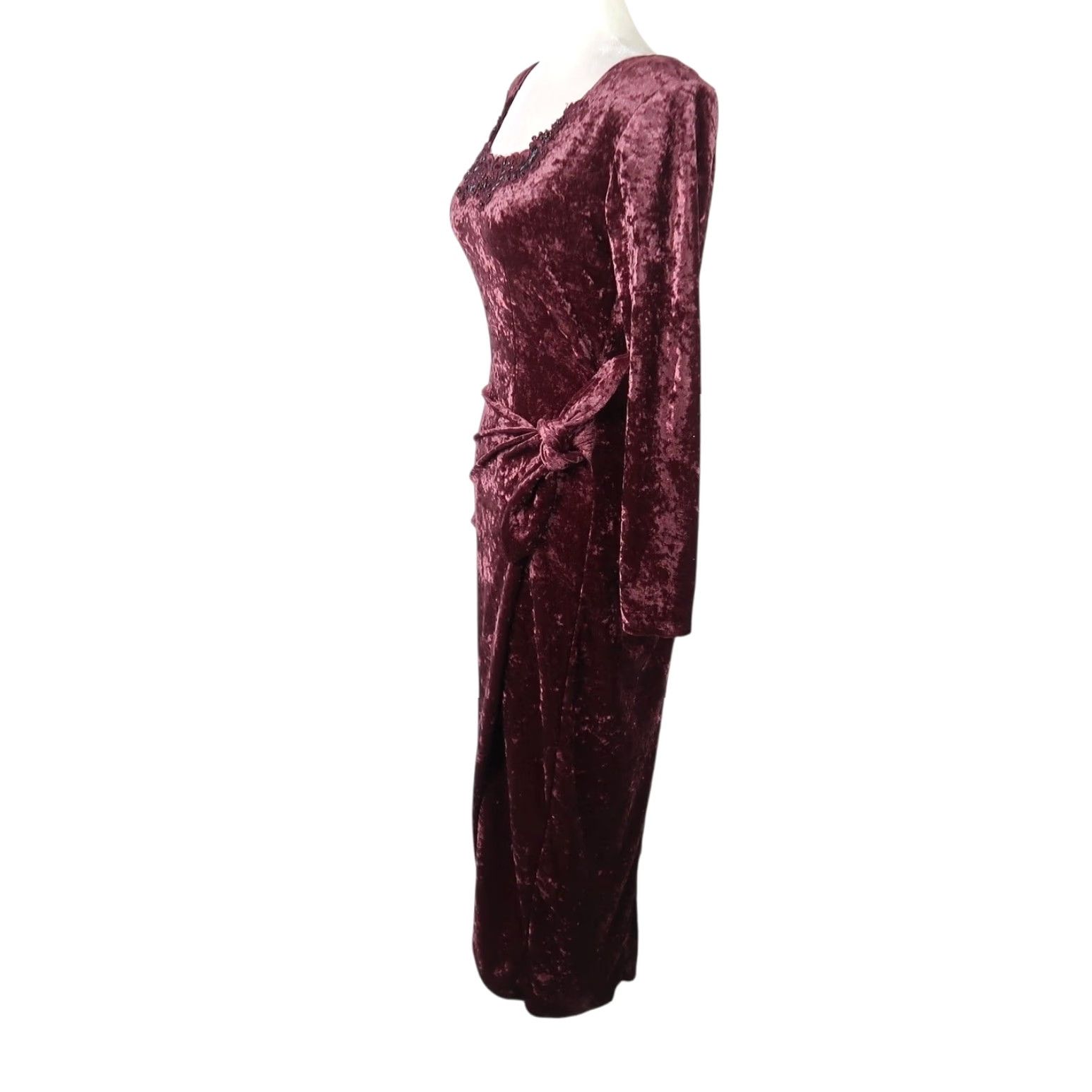Vintage VINTAGE All That Jazz Maxi Dress Women M Purple Velvet Beaded 90s Bohemian Gothic Wrap Long Sleeve 80s 90s Size M / US 6-8 / IT 42-44 - 3 Thumbnail
