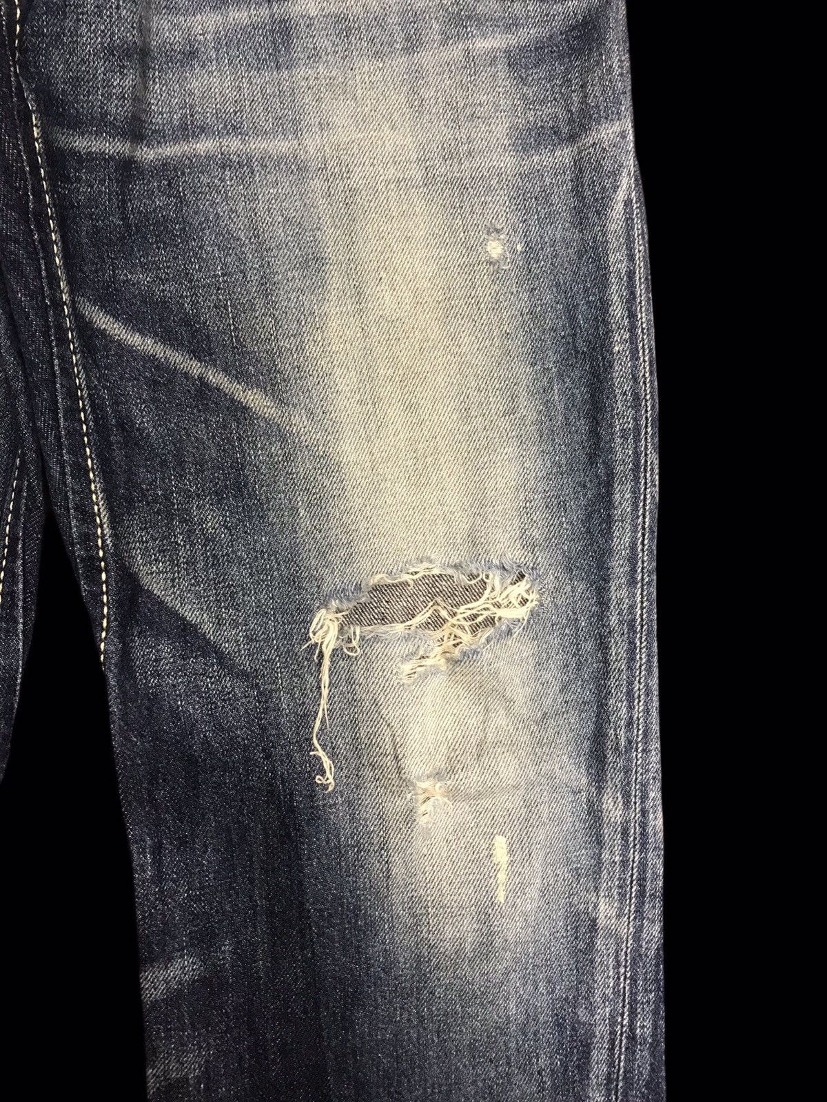 Edwin 💥BOOTCUT💥ARCHIVAL EDWIN STONE WASH DISTRESSED DENIM F112 Size US 35 - 5 Thumbnail