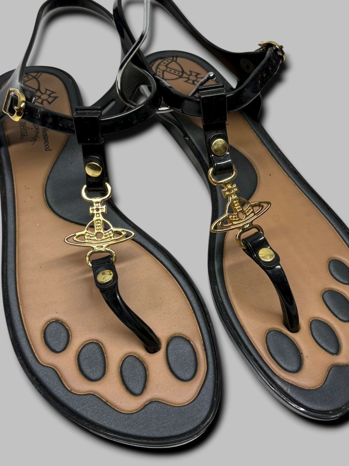 Vivienne Westwood Vivienne Westwood x Melissa Solar Orb Logo Black Sandals Size US 9 / IT 39 - 2 Thumbnail