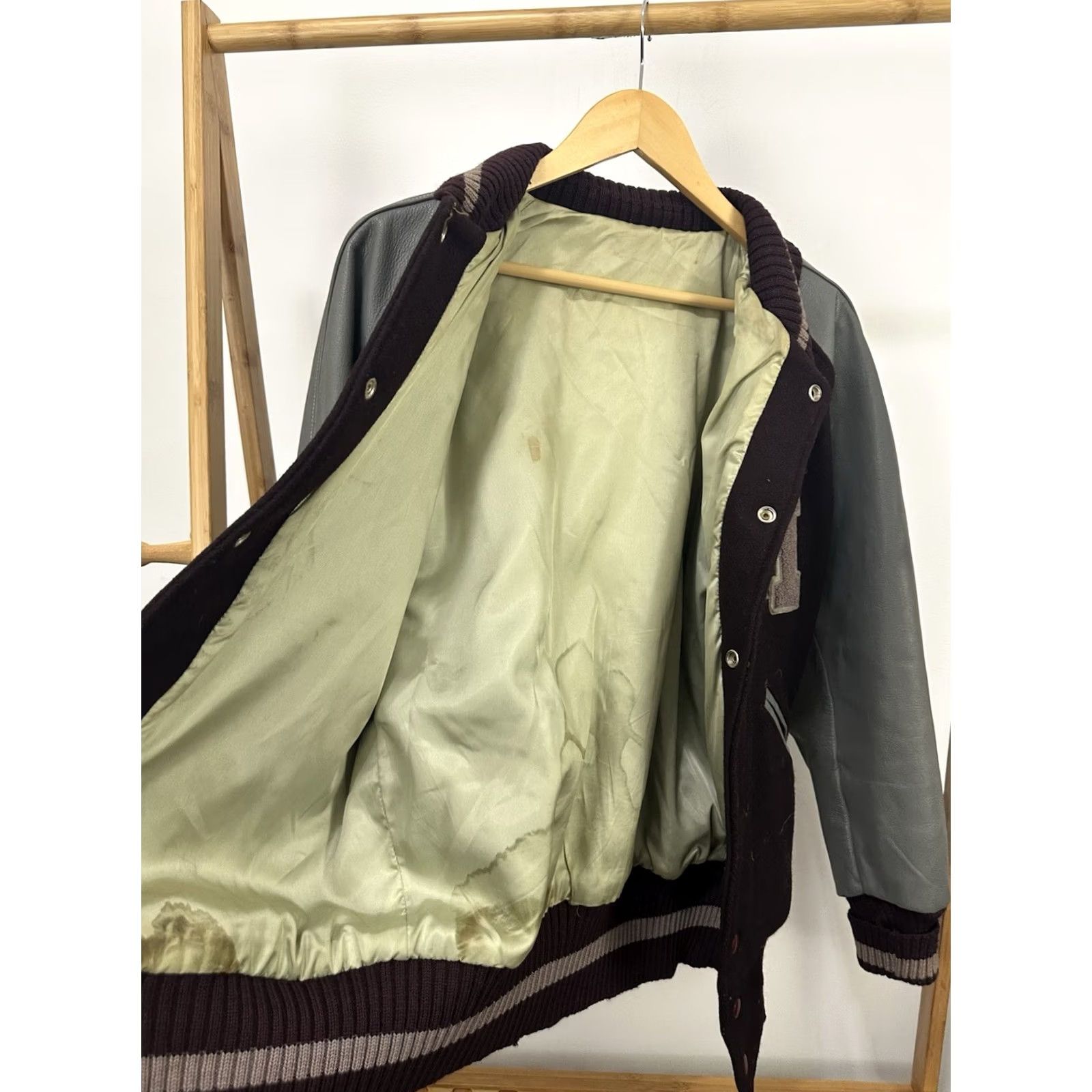CO VTG 50s Lasley Knitting CO Wool Varsity Jacket Size 40 USA Maroon Leather Sleeve Mens Wool Coats & Jackets Size US XXS / EU 40 - 8 Thumbnail