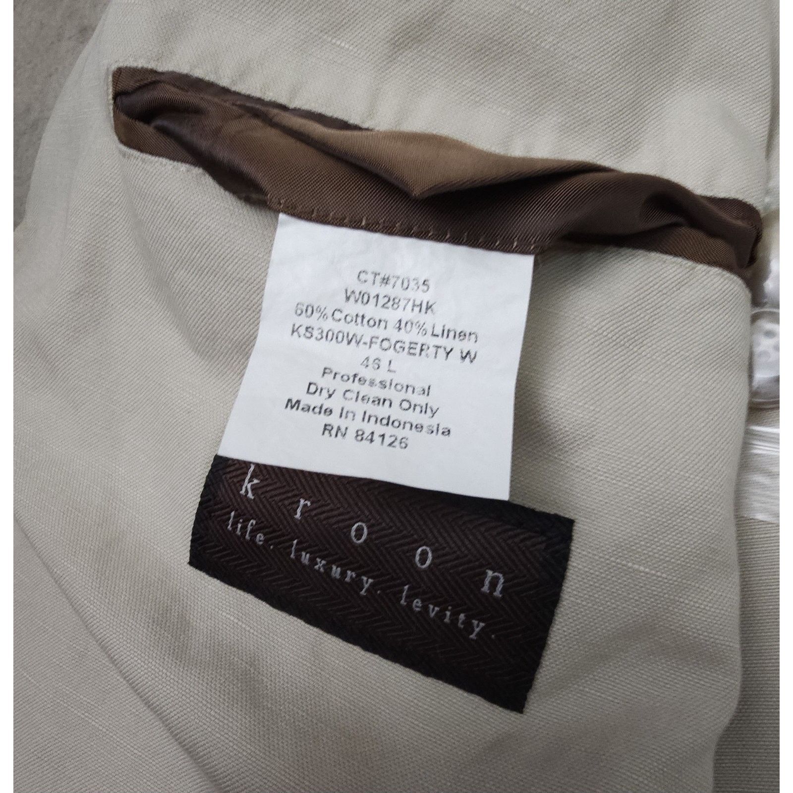 Other Kroon Men Life, Luxury, Levity Cotton / Linen Fogerty Blazer Size 46L - 7 Thumbnail