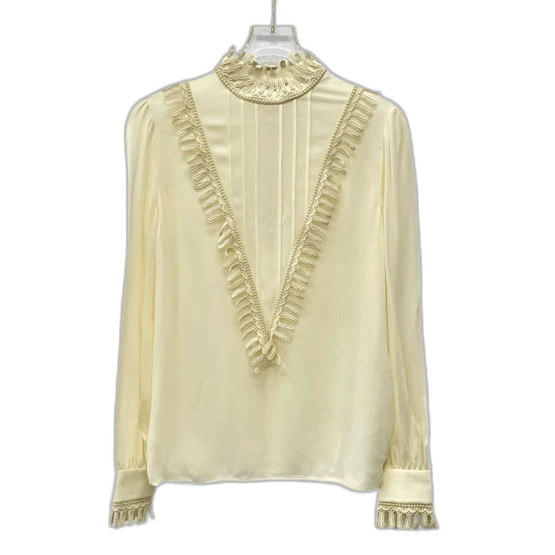 Celine Beige Victorian Long Sleeve Shirt M Size Size US M / EU 48-50 / 2 - 1 Thumbnail