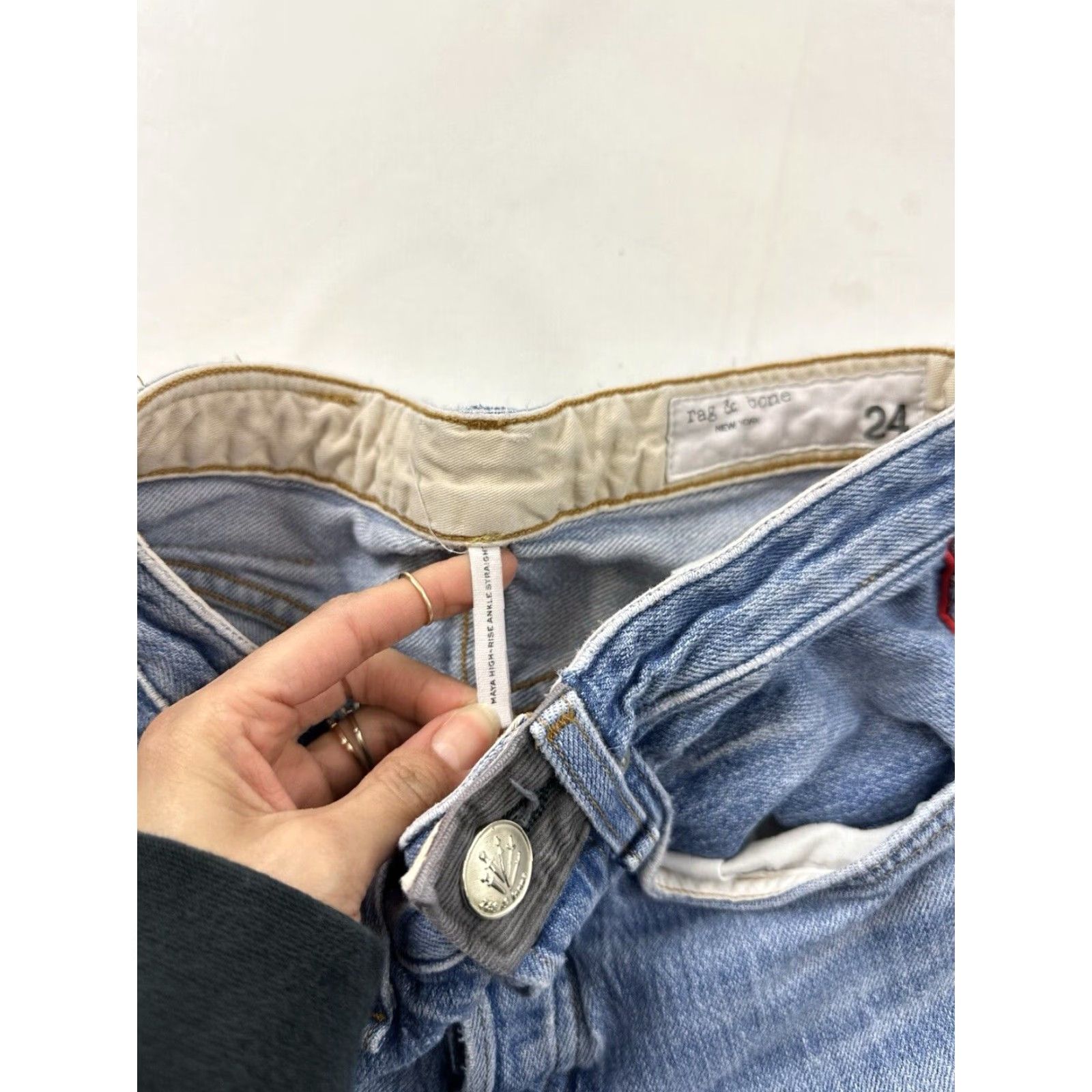 Rag & Bone VINTAGE Rag & Bone Women’s Jeans 24 High Rise Straight Ankle Patchwork Denim Blue 2010s Size 42" / US 20 - 6 Thumbnail