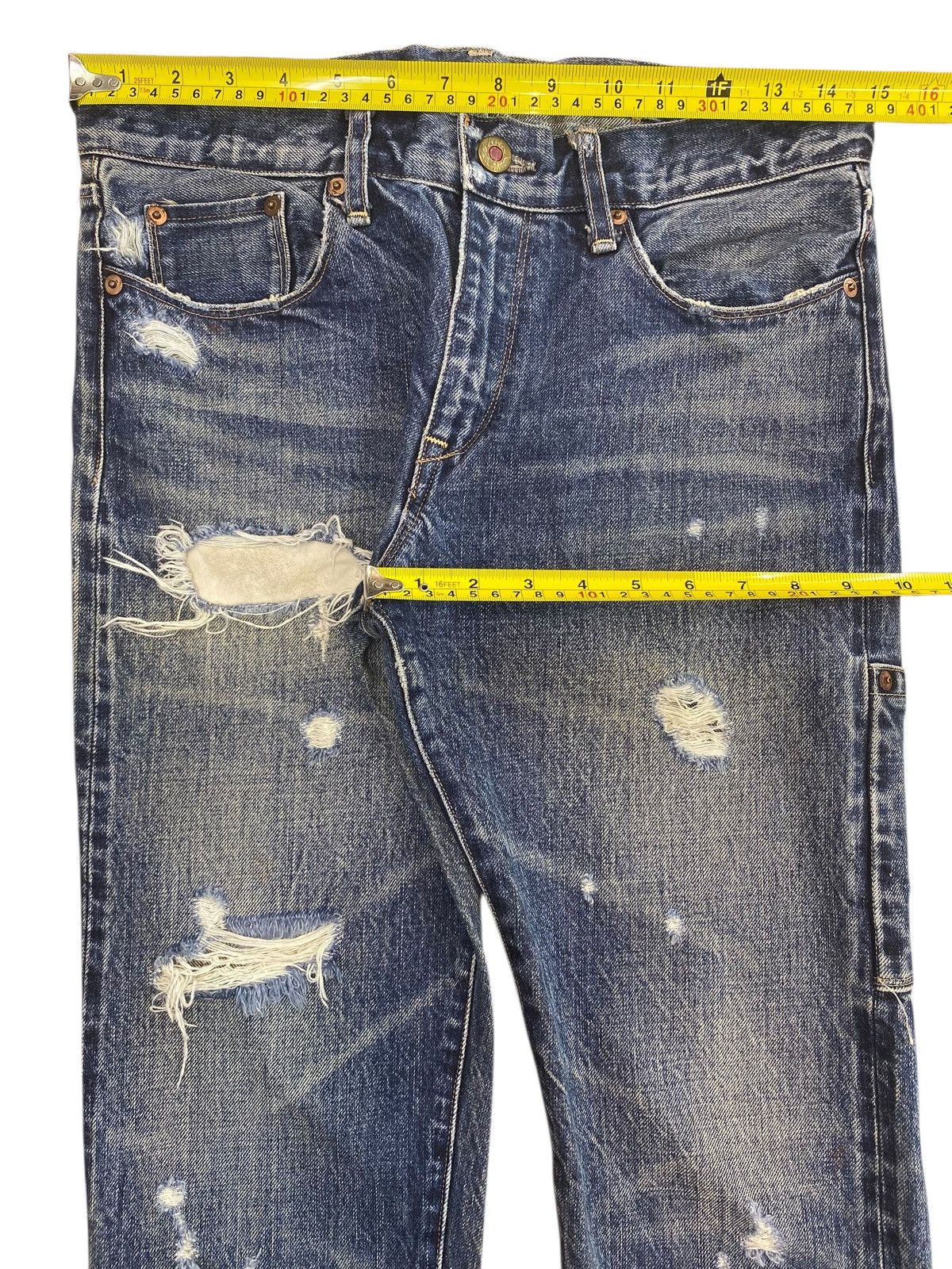 Other Japanese Brand X Selvedge Ripped Style Buckle Back Jeans Size US 30 / EU 46 - 5 Thumbnail