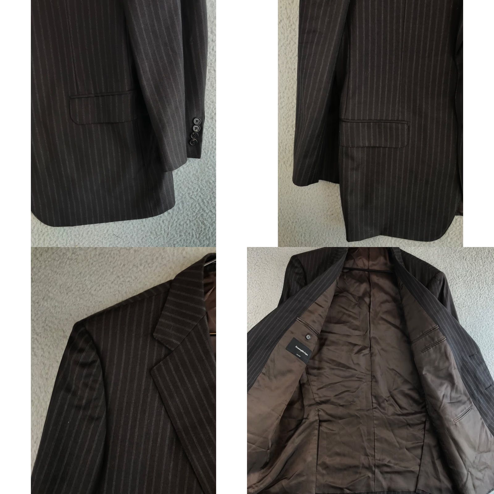 Ermenegildo Zegna VINTAGE? Ermenegildo Zegna Blazer 54R Brown Striped Single-Breasted Suit Jacket Mens Suit Jacket Clean Size 54R - 8 Thumbnail
