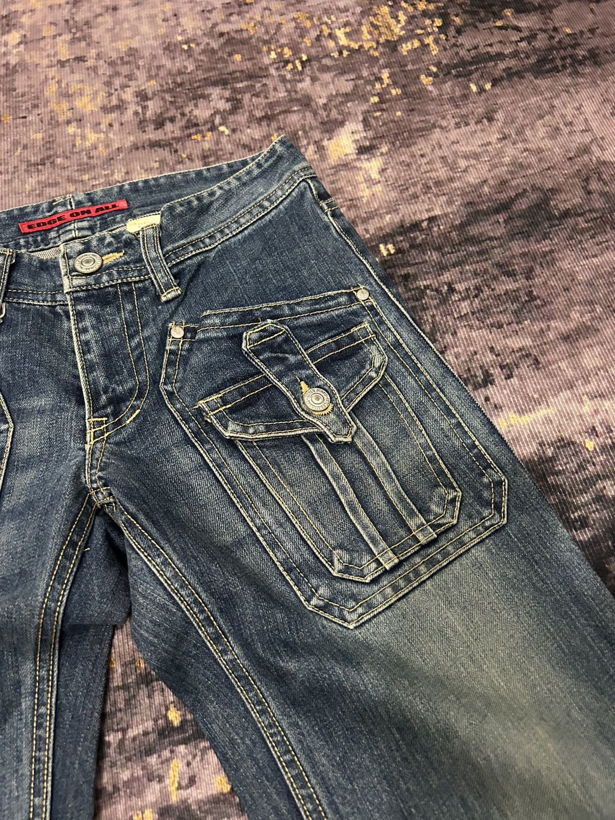 If Six Was Nine Vintage Edge Rupert Multi Pocket Flare Jeans Size US 29 - 12 Thumbnail