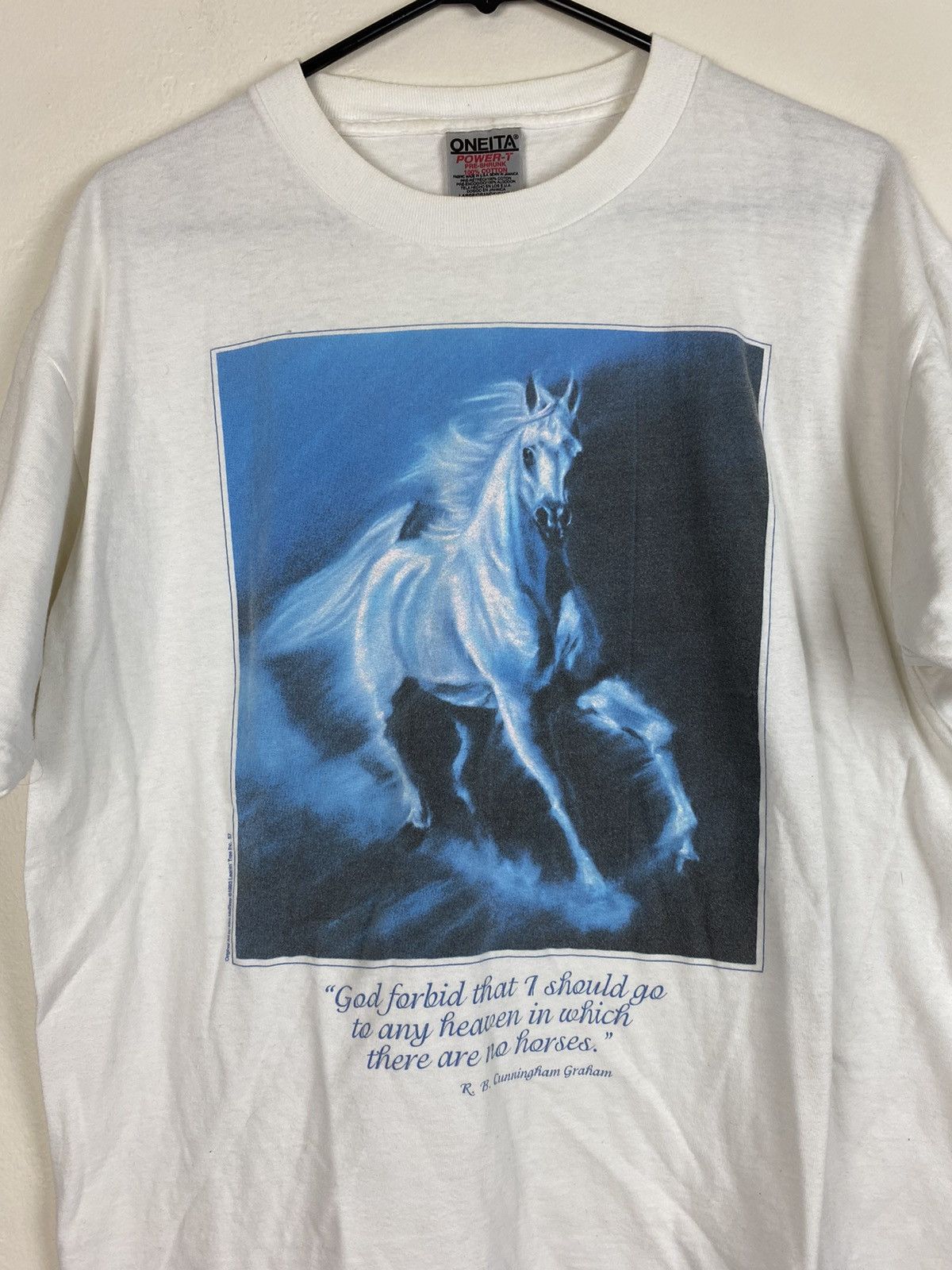 Vintage Vintage Oneita Horse Single Stitch Tee T Shirt Size US L / EU 52-54 / 3 - 2 Thumbnail
