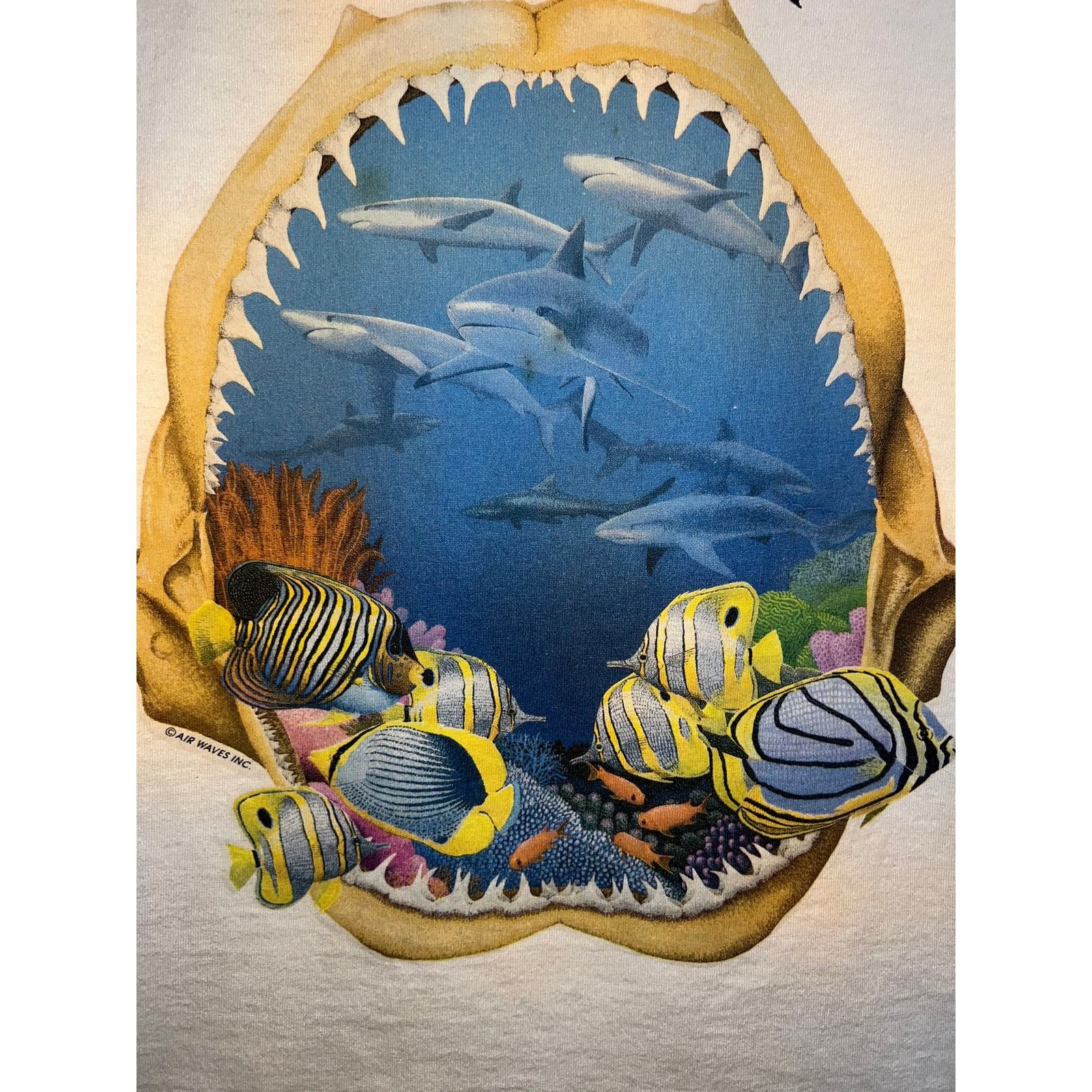 Jerzees Vintage North Carolina Ocean Shirt Fish Shark Stained Paint Size US XL / EU 56 / 4 - 4 Thumbnail