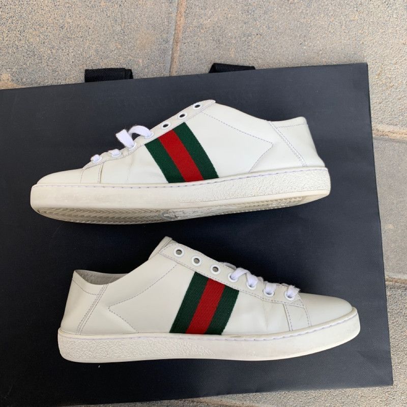 Gucci Gucci Ace Leather Bee Sneakers for Men - Size US 6.5 / EU 39-40 - 2 Thumbnail
