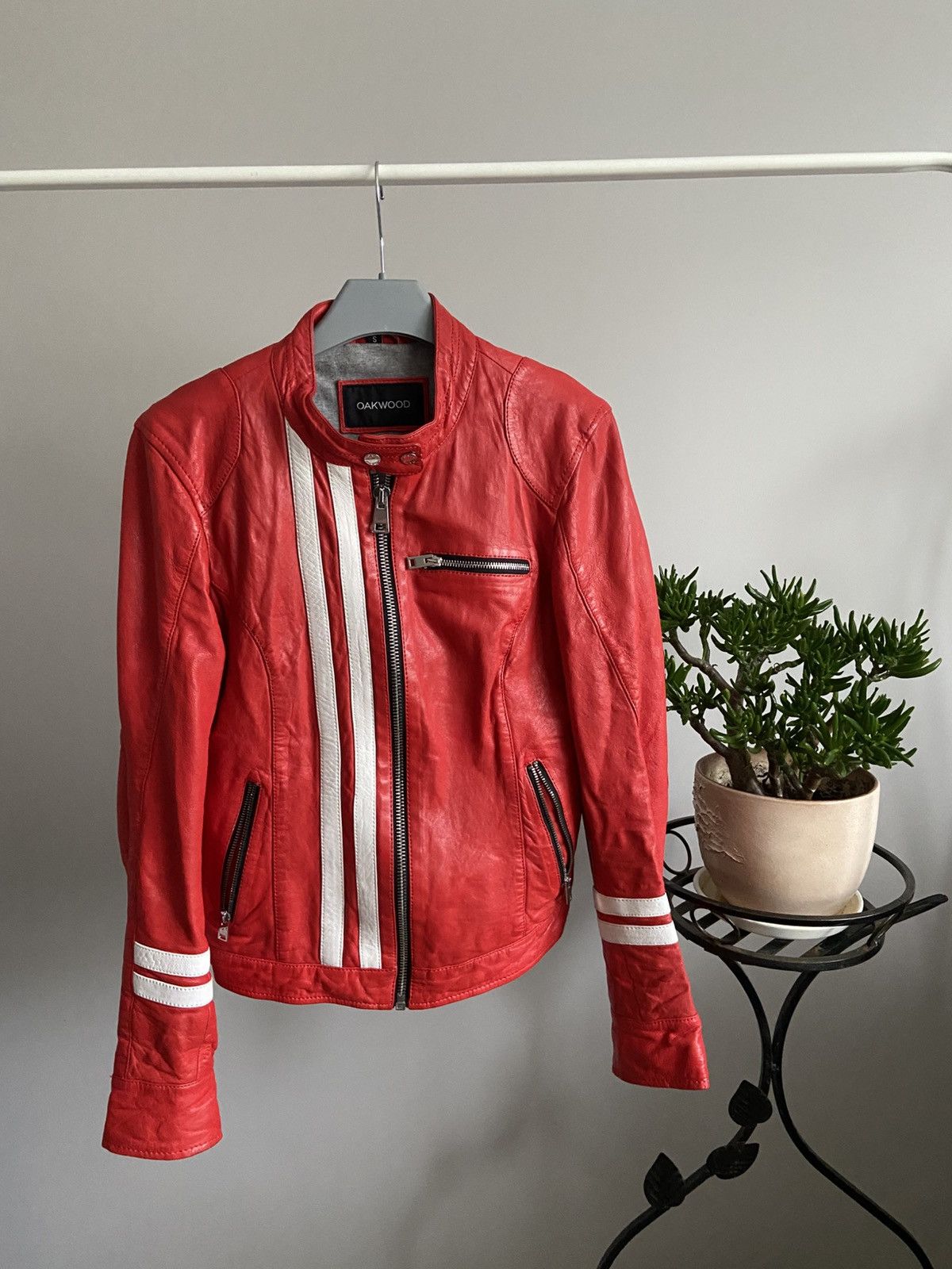 Other Oakwood red Leather Jacket Size S / US 4 / IT 40 - 1 Thumbnail