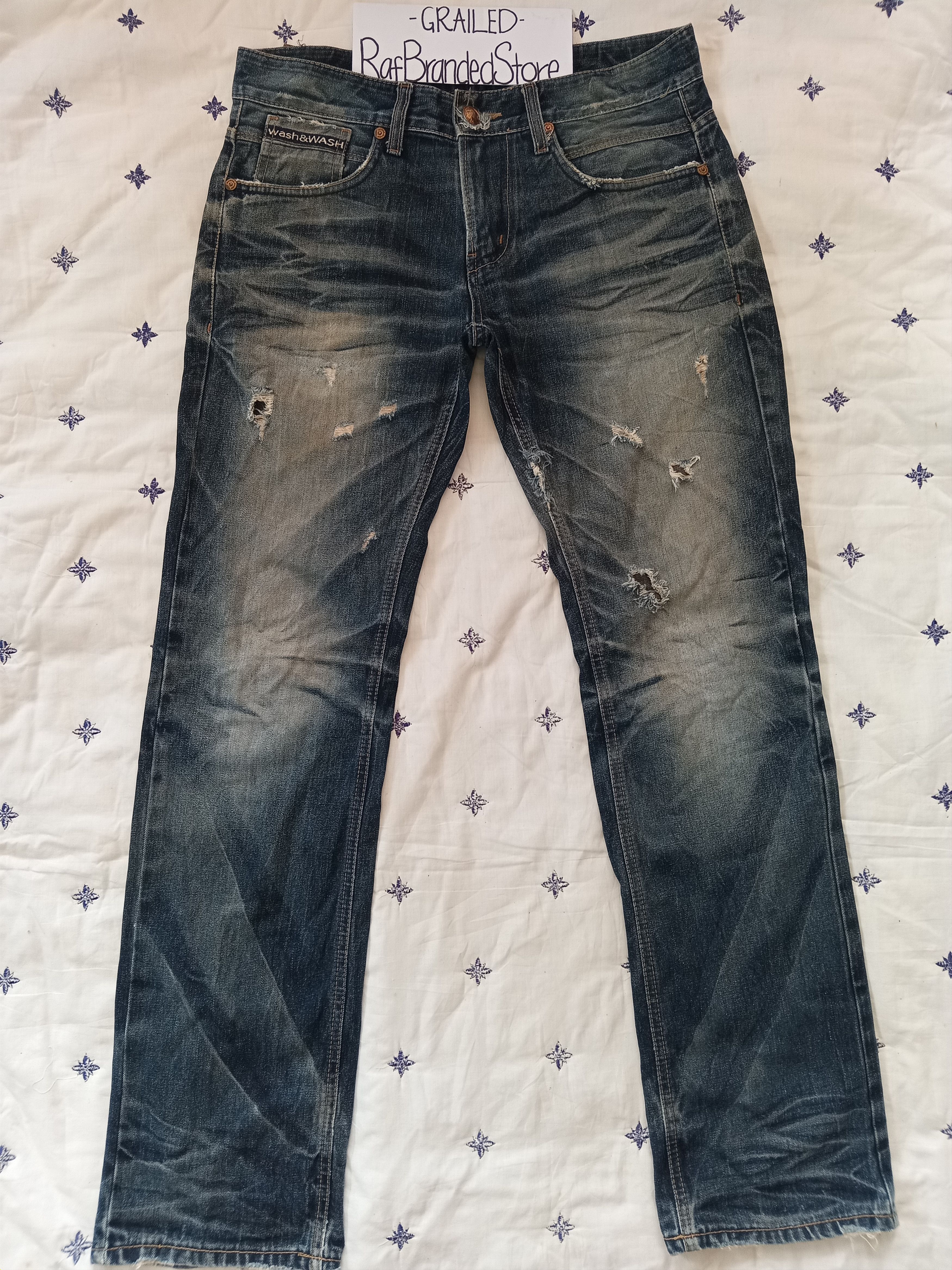 Hysteric Glamour × Japanese Brand 💥RARE💥WASH&WASH Japanese Faded Distressed Ripped Jeans Size US 33 - 1 Thumbnail
