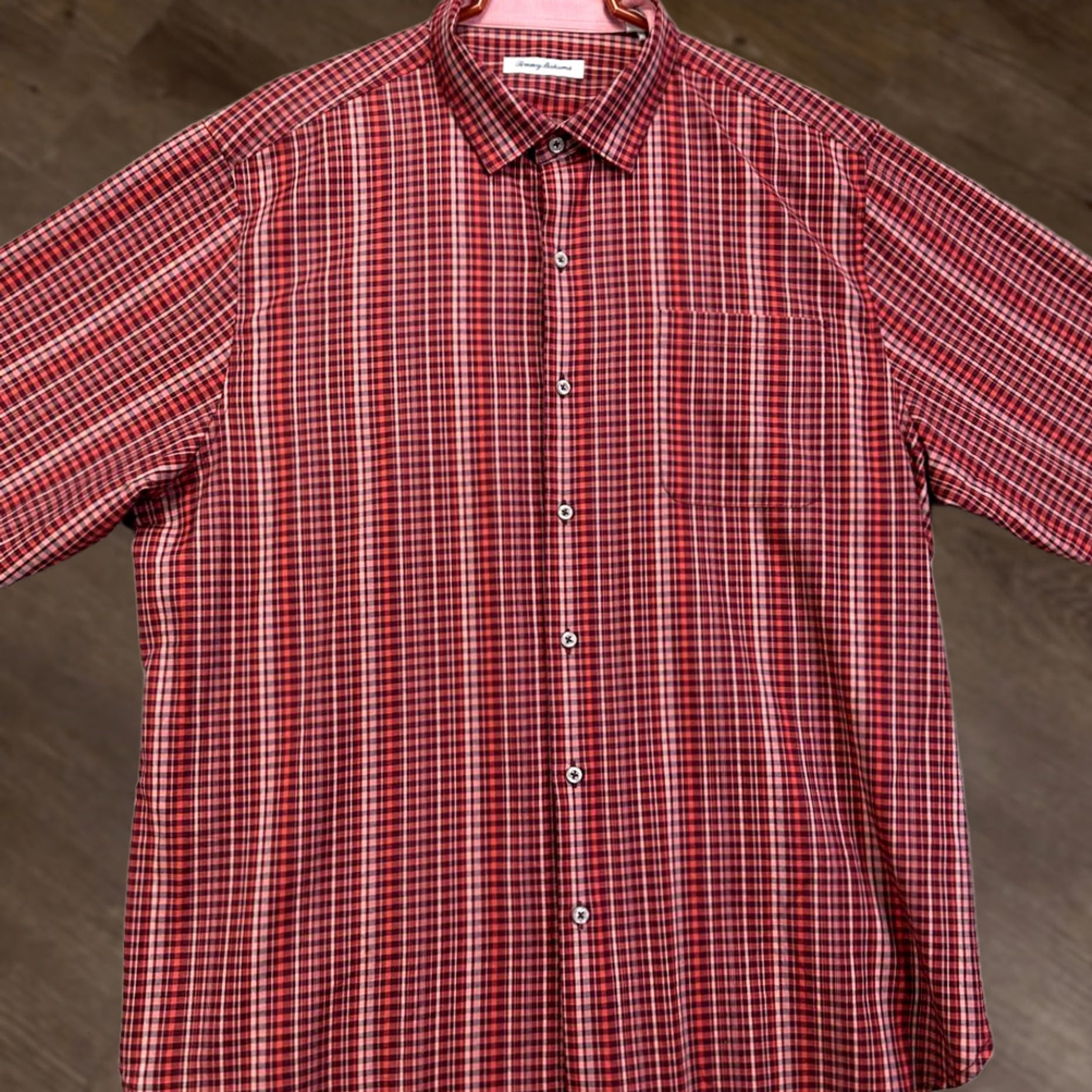 Tommy Bahama Tommy Bahama Button Up Shirt Adult XL Red Plaid Long Sleeve Pocket Casual Mens Size US XL / EU 56 / 4 - 1 Thumbnail