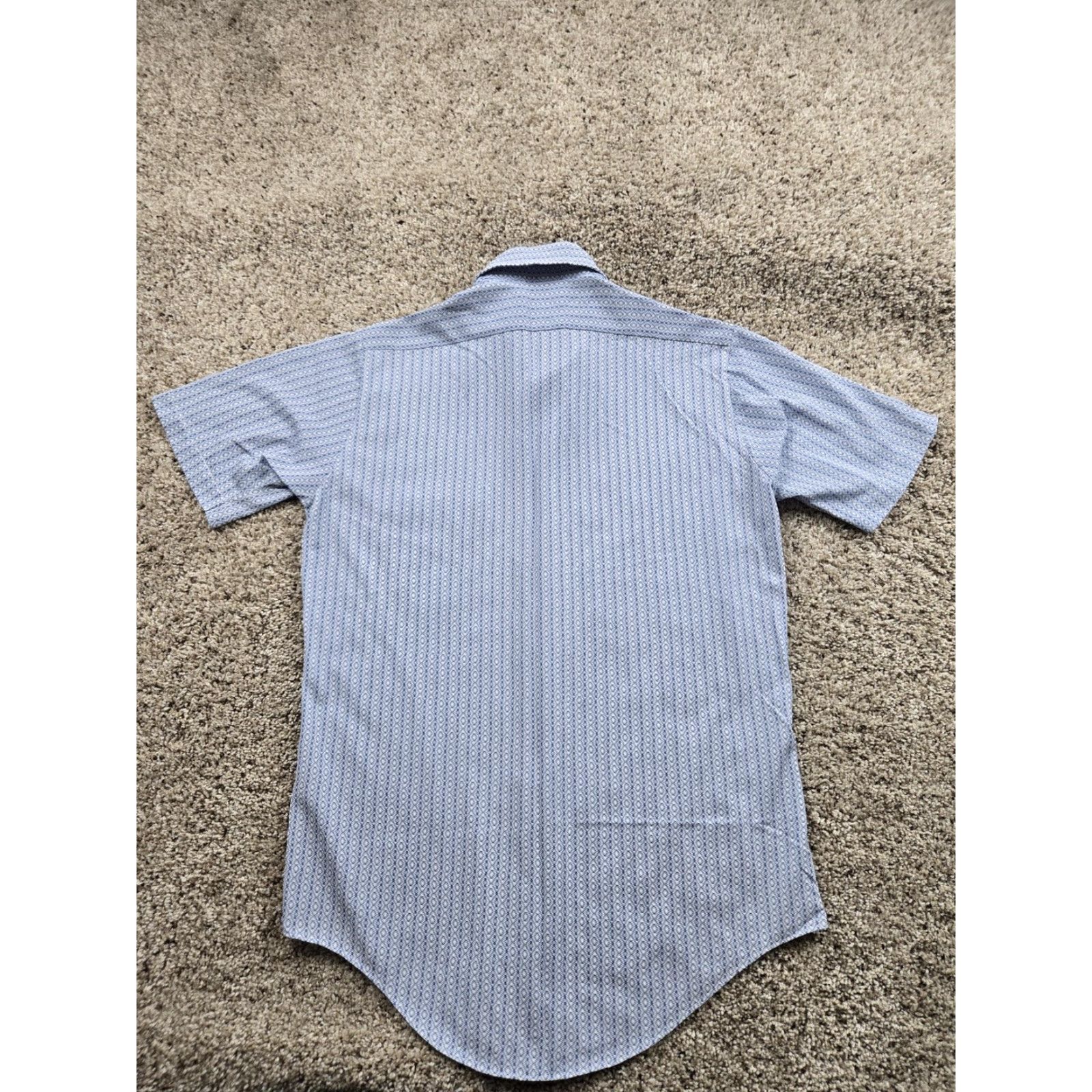 Vintage VINTAGE Manhattan Shirt Mens M Blue Geometric Pattern 70s Button-Up Short Sleeve Collared Size US M / EU 48-50 / 2 - 5 Thumbnail