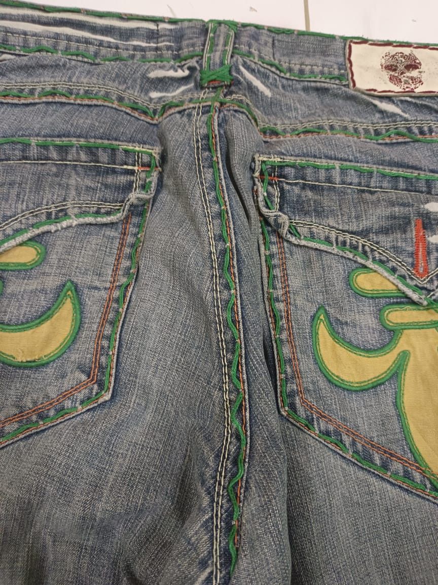 Designer × Vintage Rare Distressed Laguna Beach Skulls Jeans Flare Baggy Size US 30 / EU 46 - 2 Thumbnail
