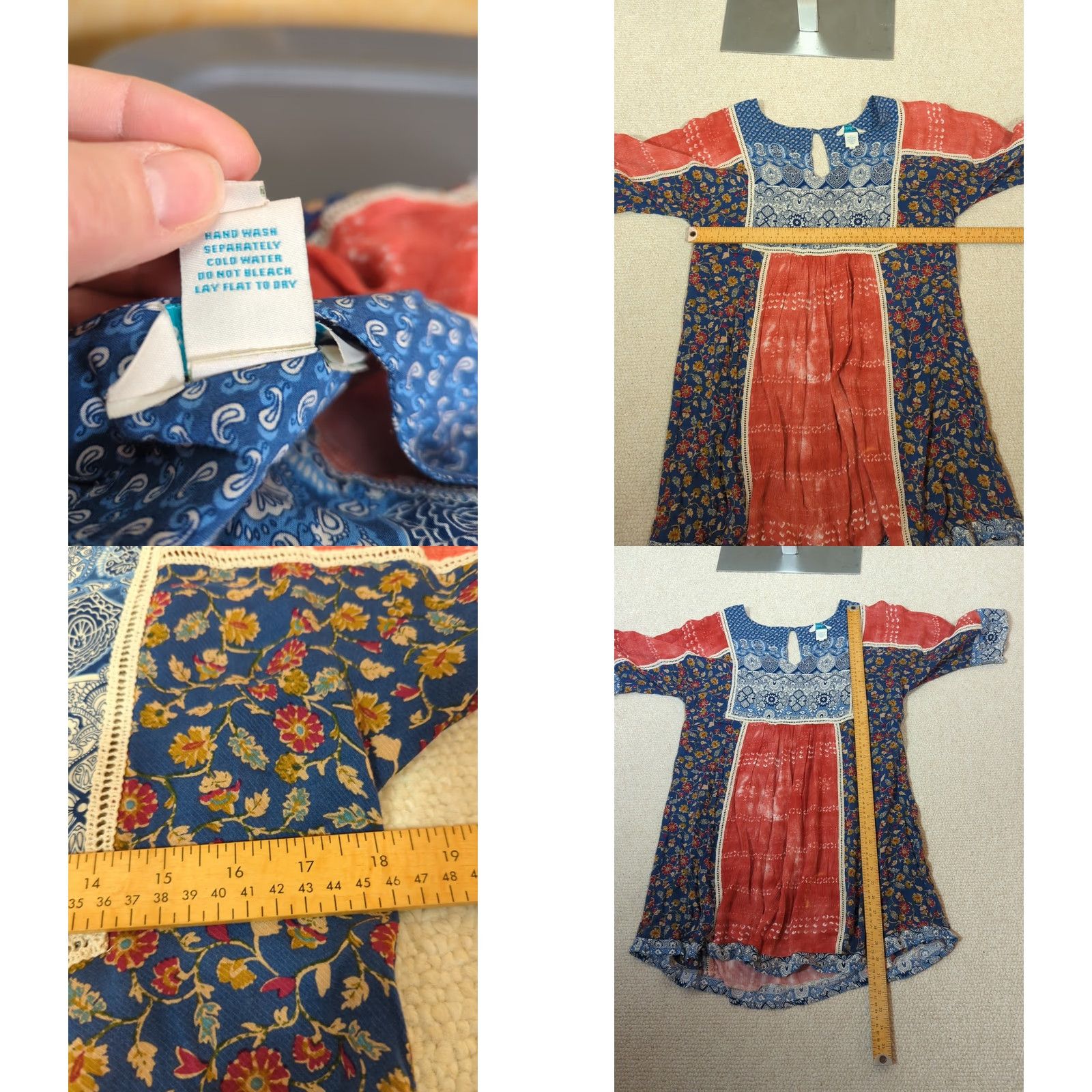 Vintage VINTAGE Sundance Bohemian Printed Shift Mini Dress Womens M Blue cottagecore festival Size M / US 6-8 / IT 42-44 - 8 Thumbnail