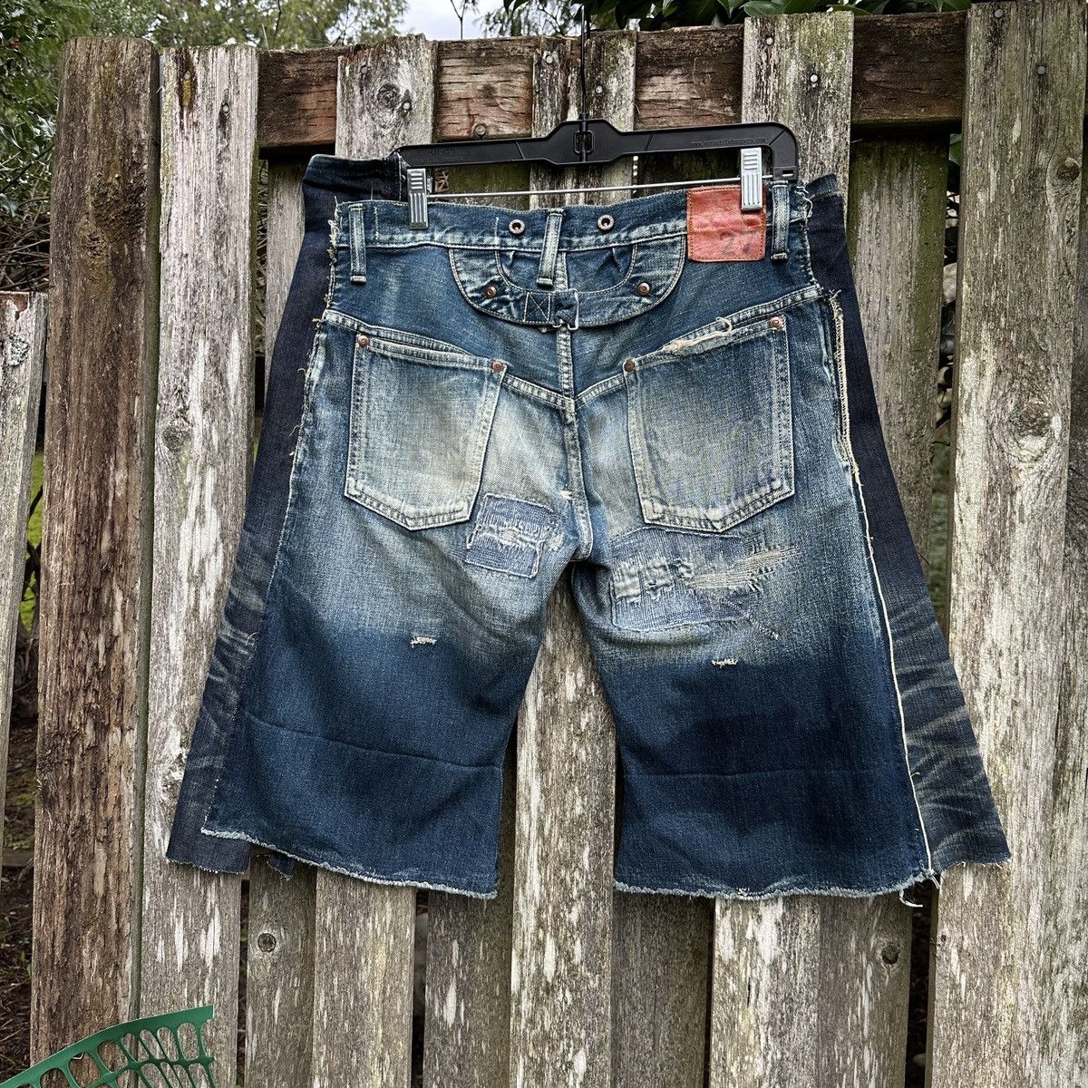Kapital Selvedge Buckle Back Crash Boro Denim Shorts jort 5 pockets Size US 36 / EU 52 - 2 Thumbnail