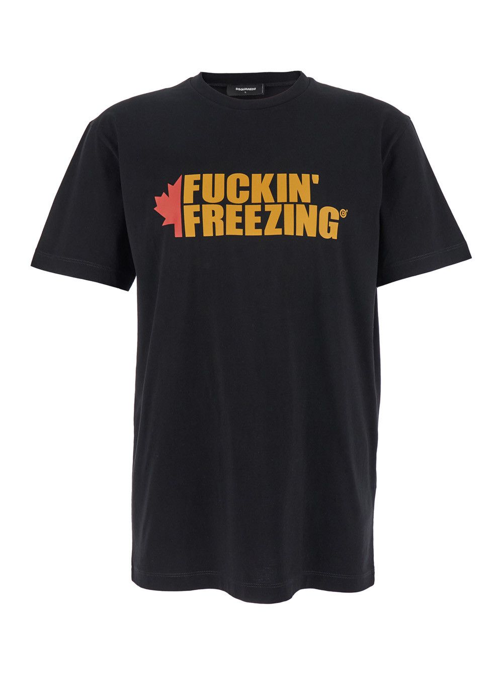 Dsquared2 Black Crewneck T-Shirt with Print on the Front and Logo Lettering on the Rear in Cotton Man Size US M / EU 48-50 / 2 - 1 Thumbnail