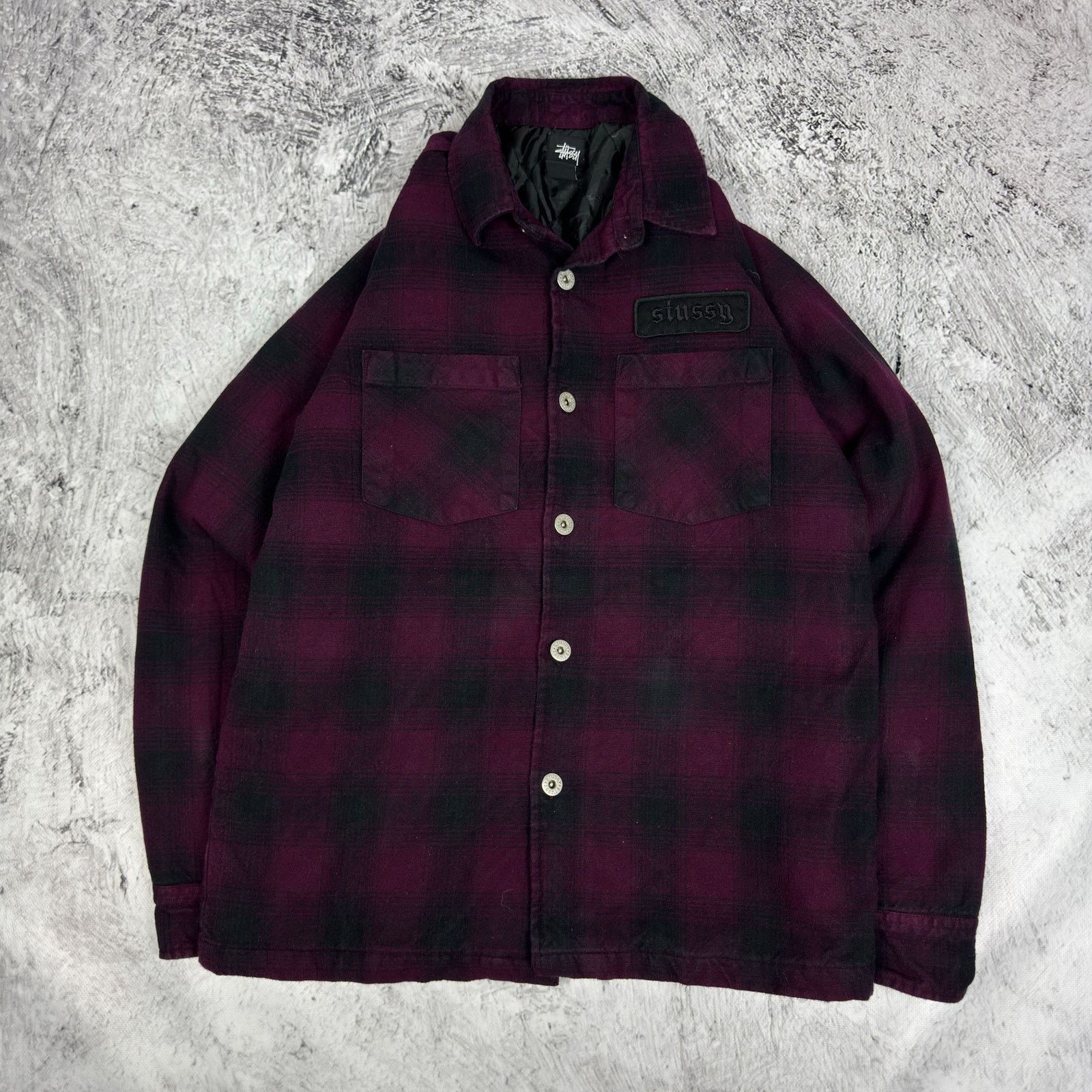 Stussy Stüssy Men's Black Red Cotton Check Flannel Shacket Small Size US S / EU 44-46 / 1 - 3 Thumbnail