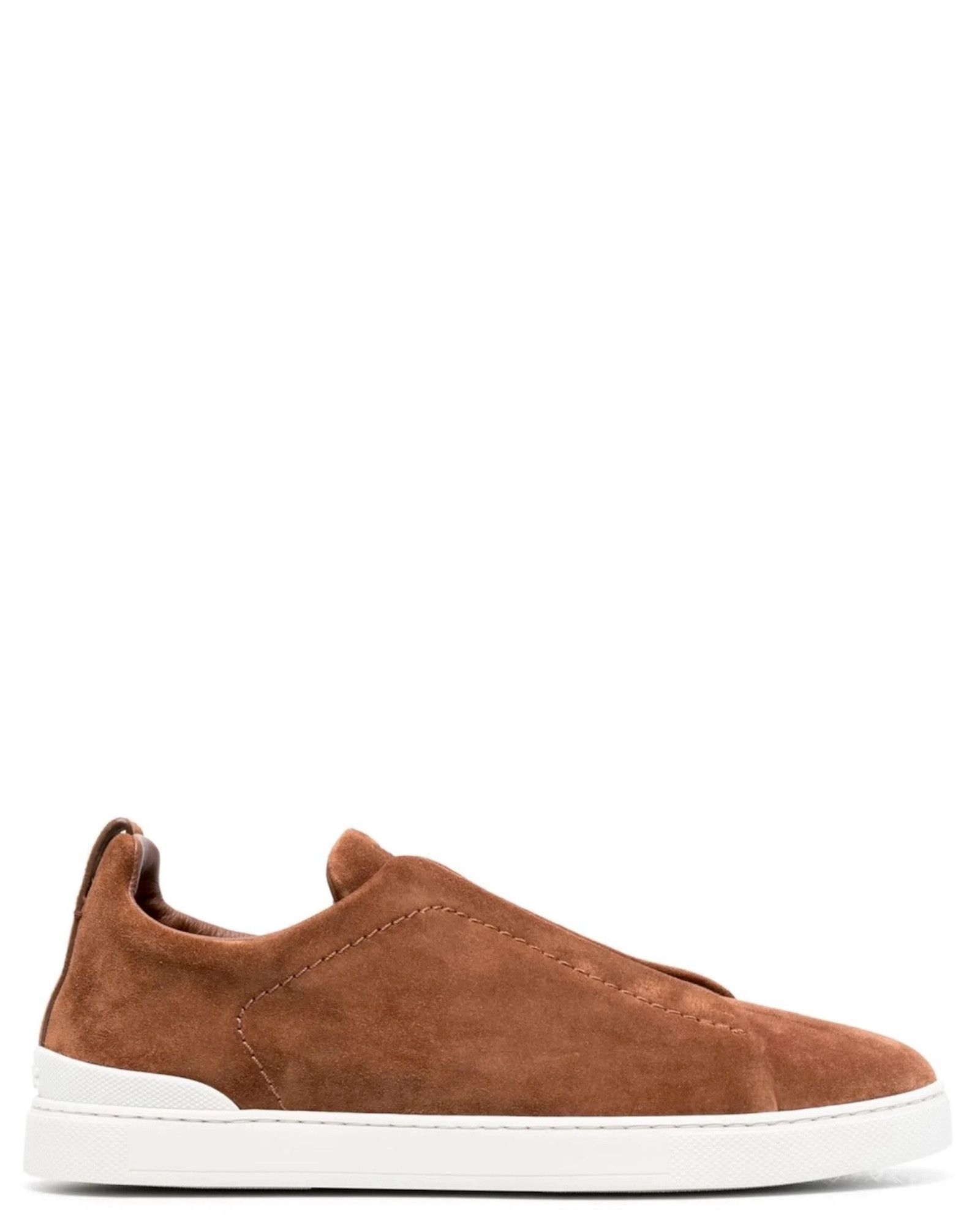 スニーカー ERMENEGILDO ZEGNA Men Sneakers LHSOY S4667Z BROWN ZEGNA Men's Triple Stitch Low Top Suede Sneaker | A.K. Rikk's