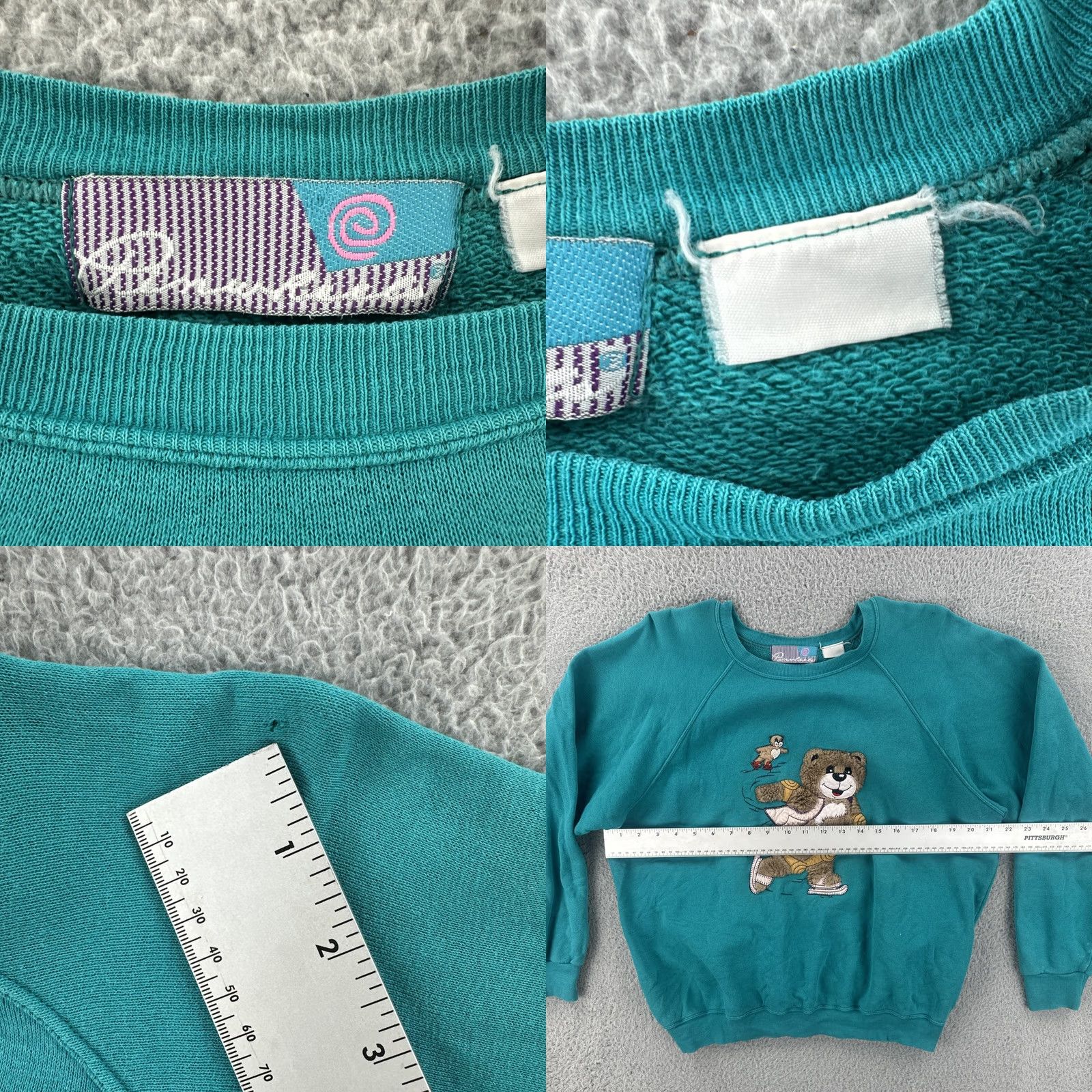 Vintage VINTAGE Unbranded Sweatshirt Shirt Mens L Green Raglan Embroidered 90s Arts & Crafts Skating Bears Size US L / EU 52-54 / 3 - 8 Thumbnail
