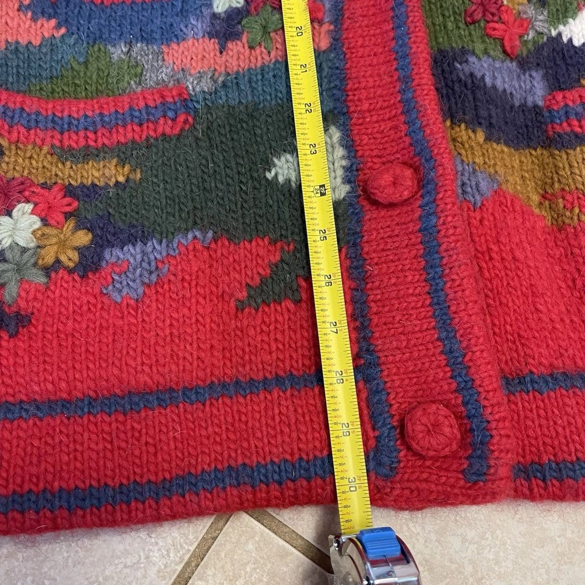 Other Vintage 80s Wool Sweater Cardigan Hand Knit Sz Size XL / US 12-14 / IT 48-50 - 3 Thumbnail