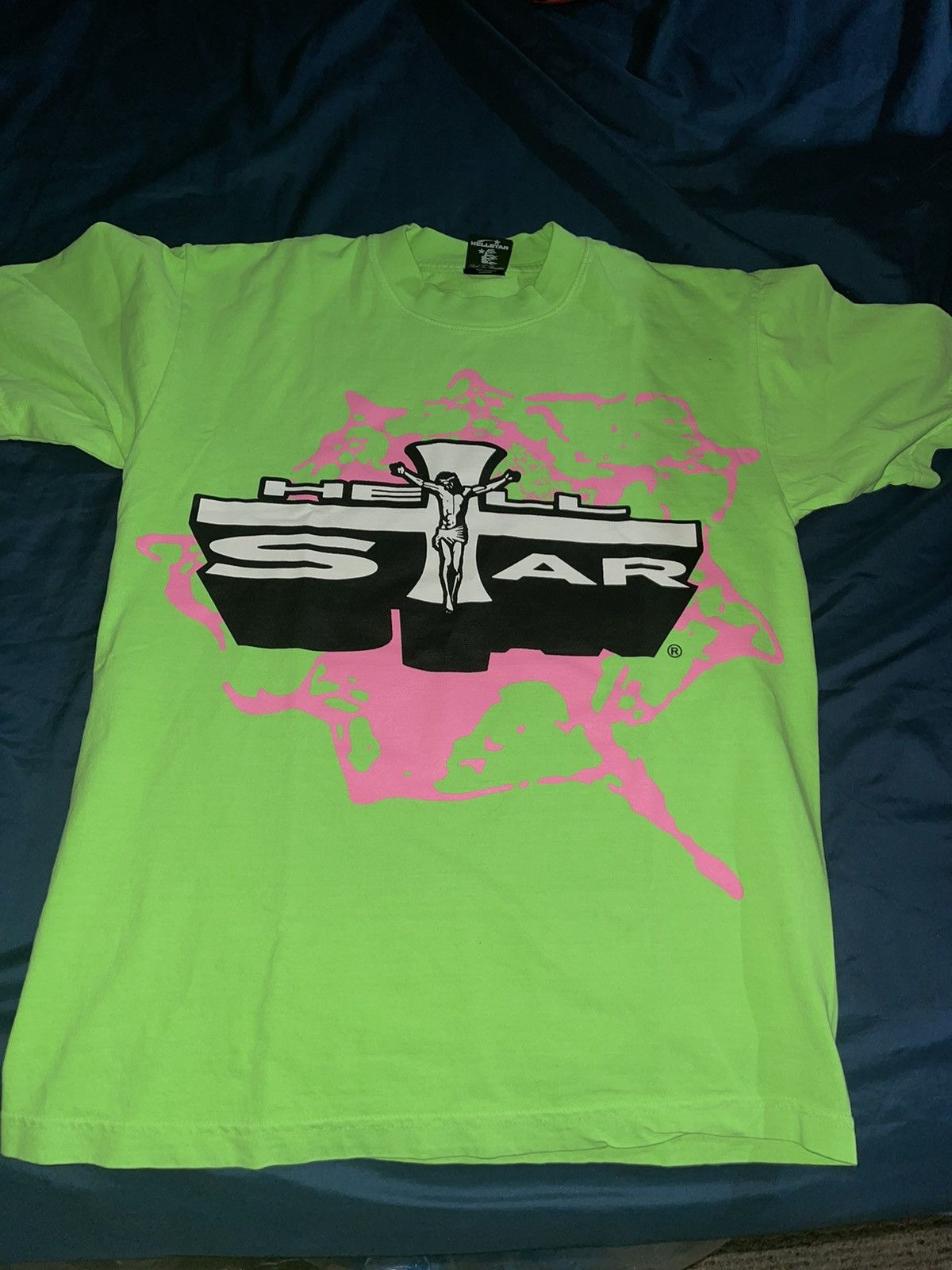 image of Hellstar T- Shirt in Green/Lime, Men's (Size Small)