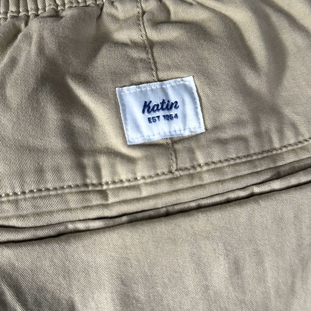 Katin Katin Mens Surf Sailing Chino Shorts Elastic Waist Brown Cotton L Tan Mens Size US 33 - 4 Thumbnail
