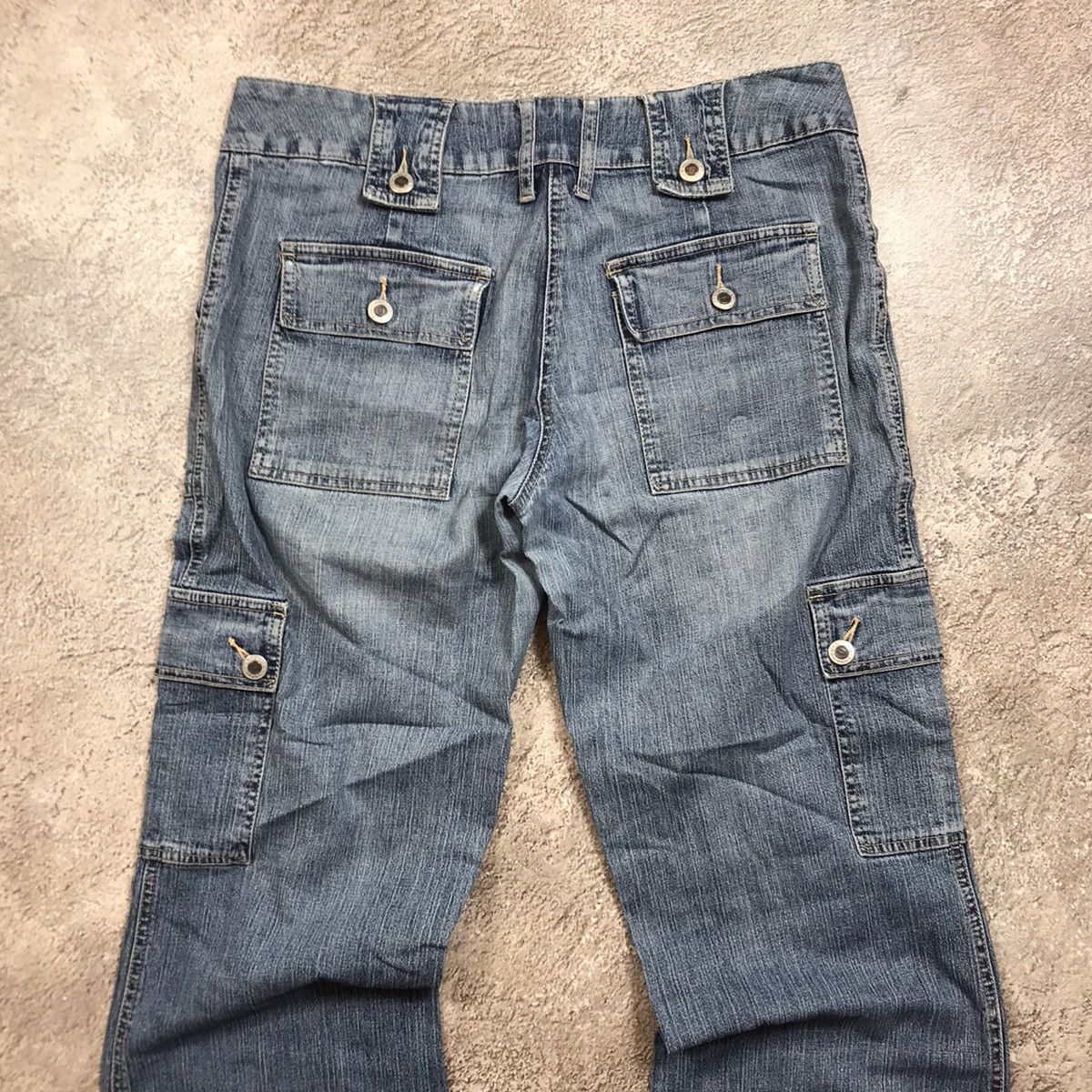 Vintage Y2K Baggy Distressed Cargo Pants Faded Blue Skate Graphic 28 Size 28" / US 6 / IT 42 - 7 Thumbnail