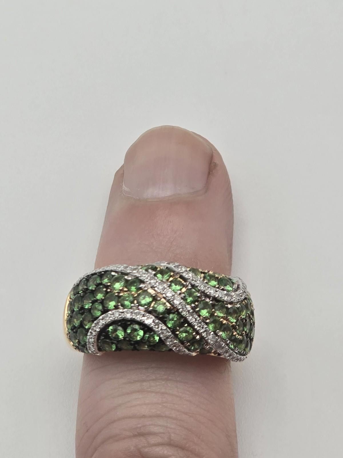 Effulgence EFFY 14K Gold Tsavorite Diamond Dome Ring 6.5 Size ONE SIZE - 5 Thumbnail