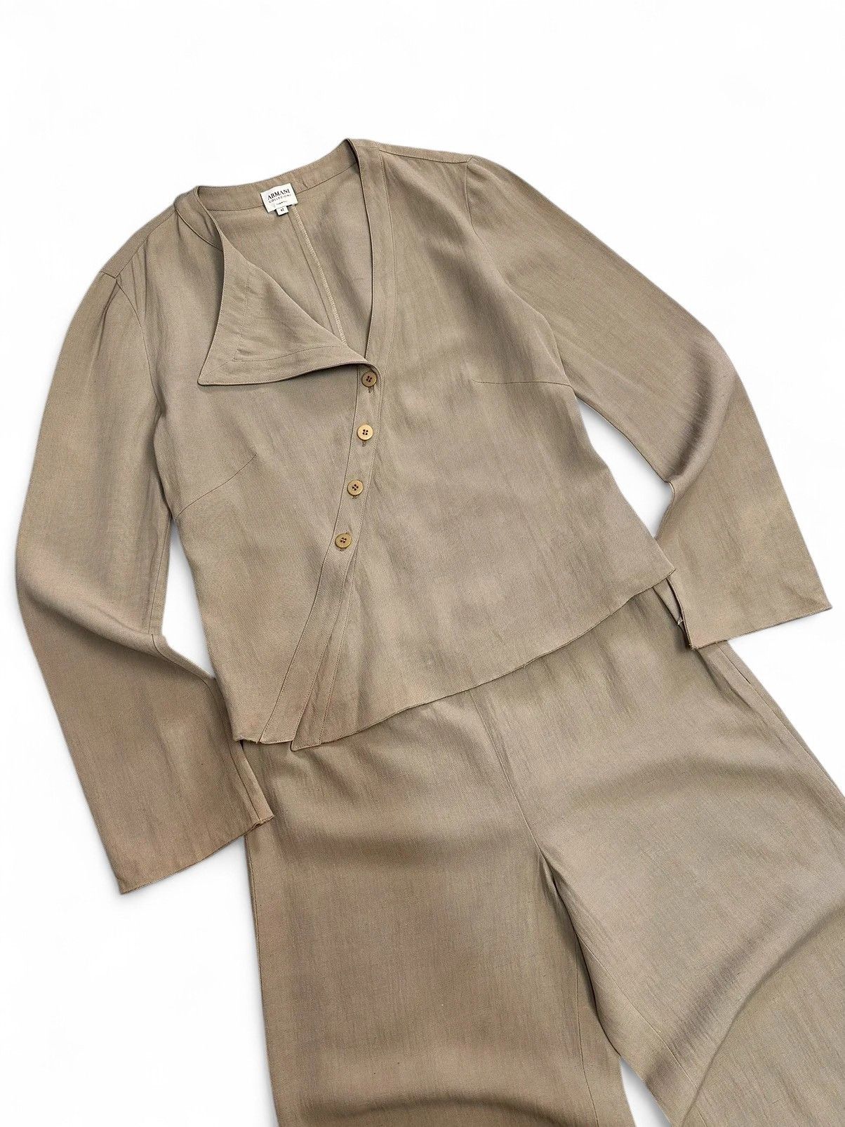 Armani Vintage Armani Beige Linen Two-Piece Minimalist Japan Style Size 28" / US 6 / IT 42 - 3 Thumbnail