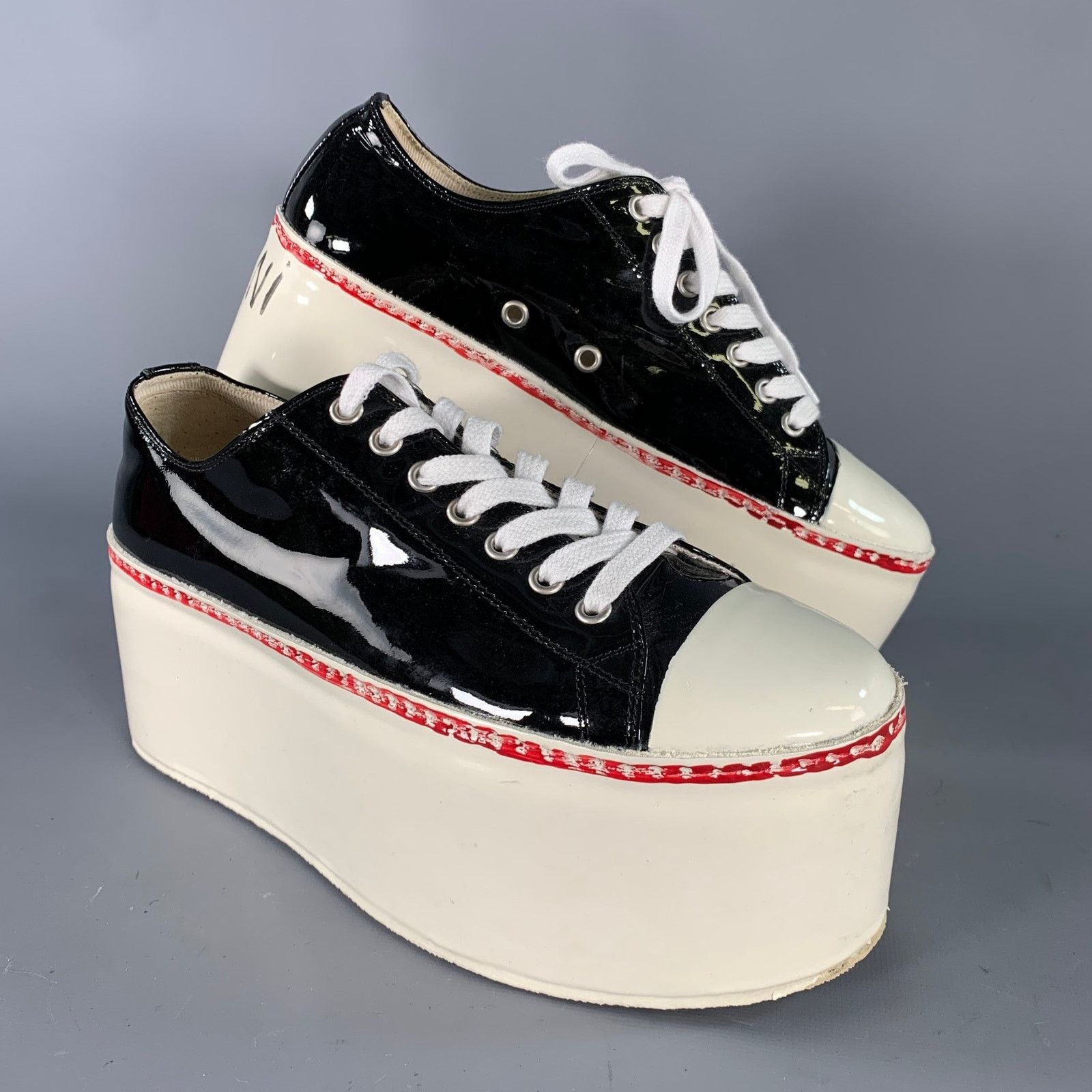 Marni MARNI Size 9 Black White Leather Calf Sneakers Size US 9 / IT 39 - 1 Thumbnail