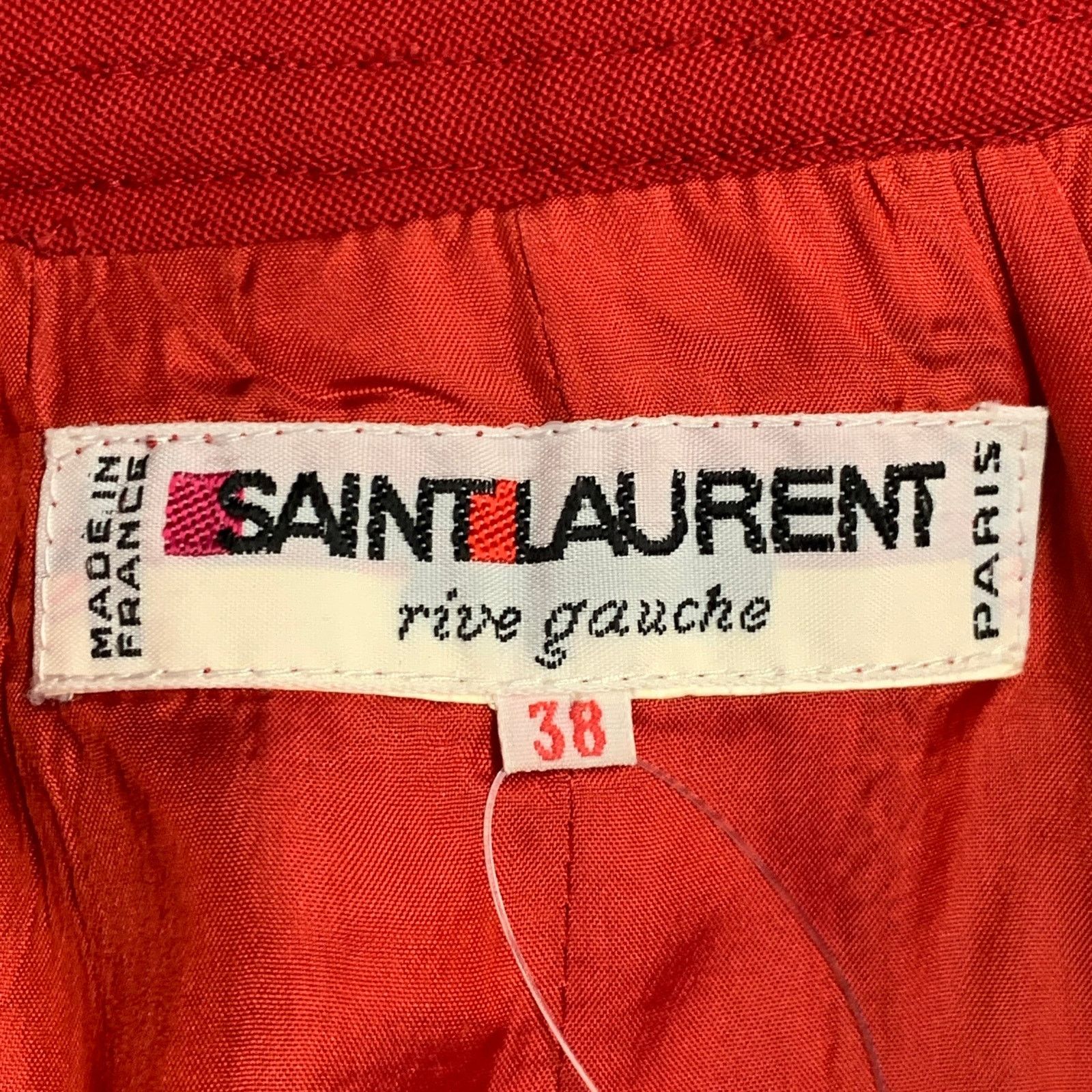 Saint Laurent Paris Size 6 Red Cotton Twill Pleated Side Zipper Pencil Skirt Size 28" / US 6 / IT 42 - 3 Thumbnail