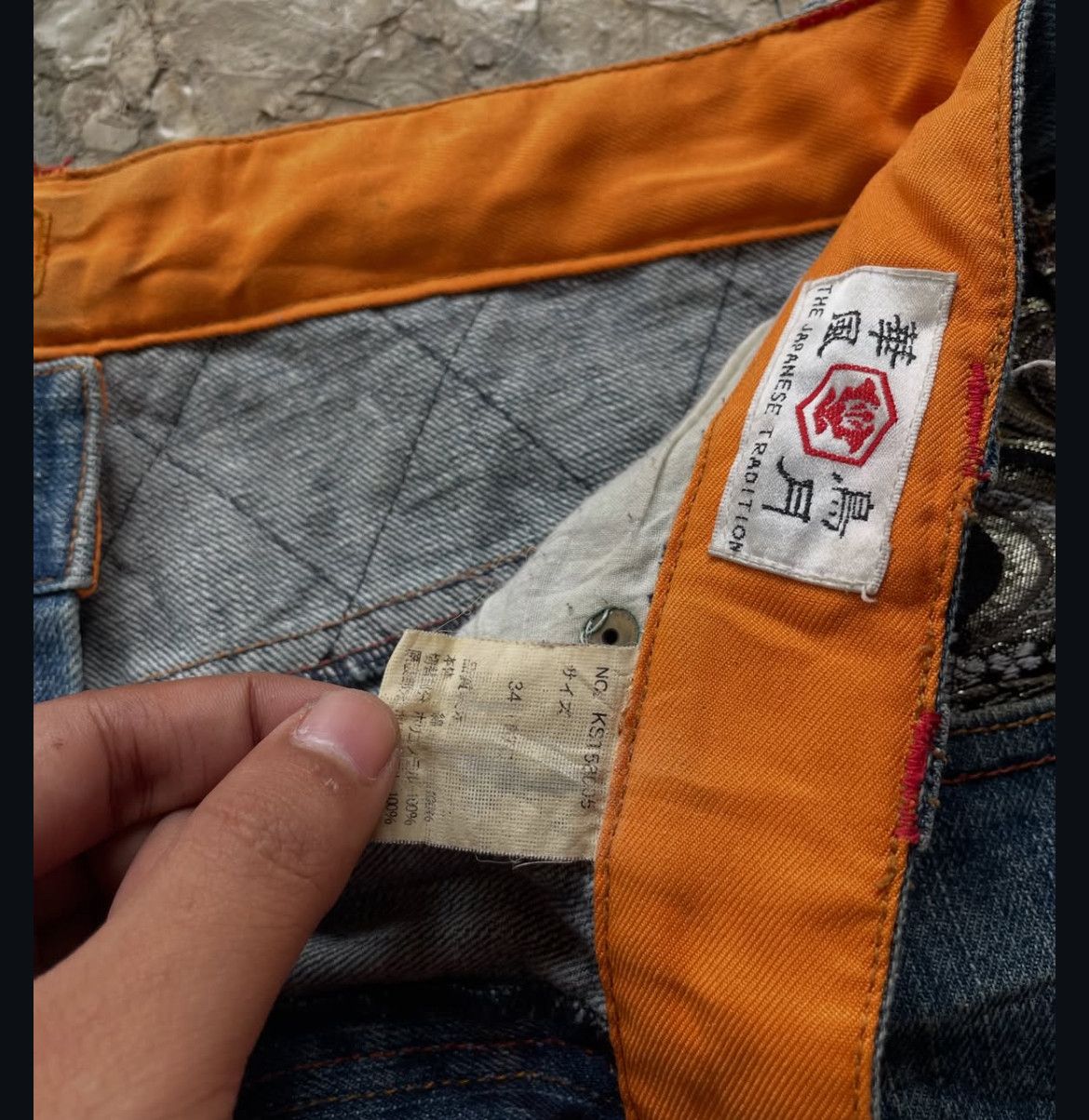 Japanese Brand 2000s Karakuri Tradisional Dragon Embroidery Jorts Denim y2k Size US 34 / EU 50 - 5 Thumbnail