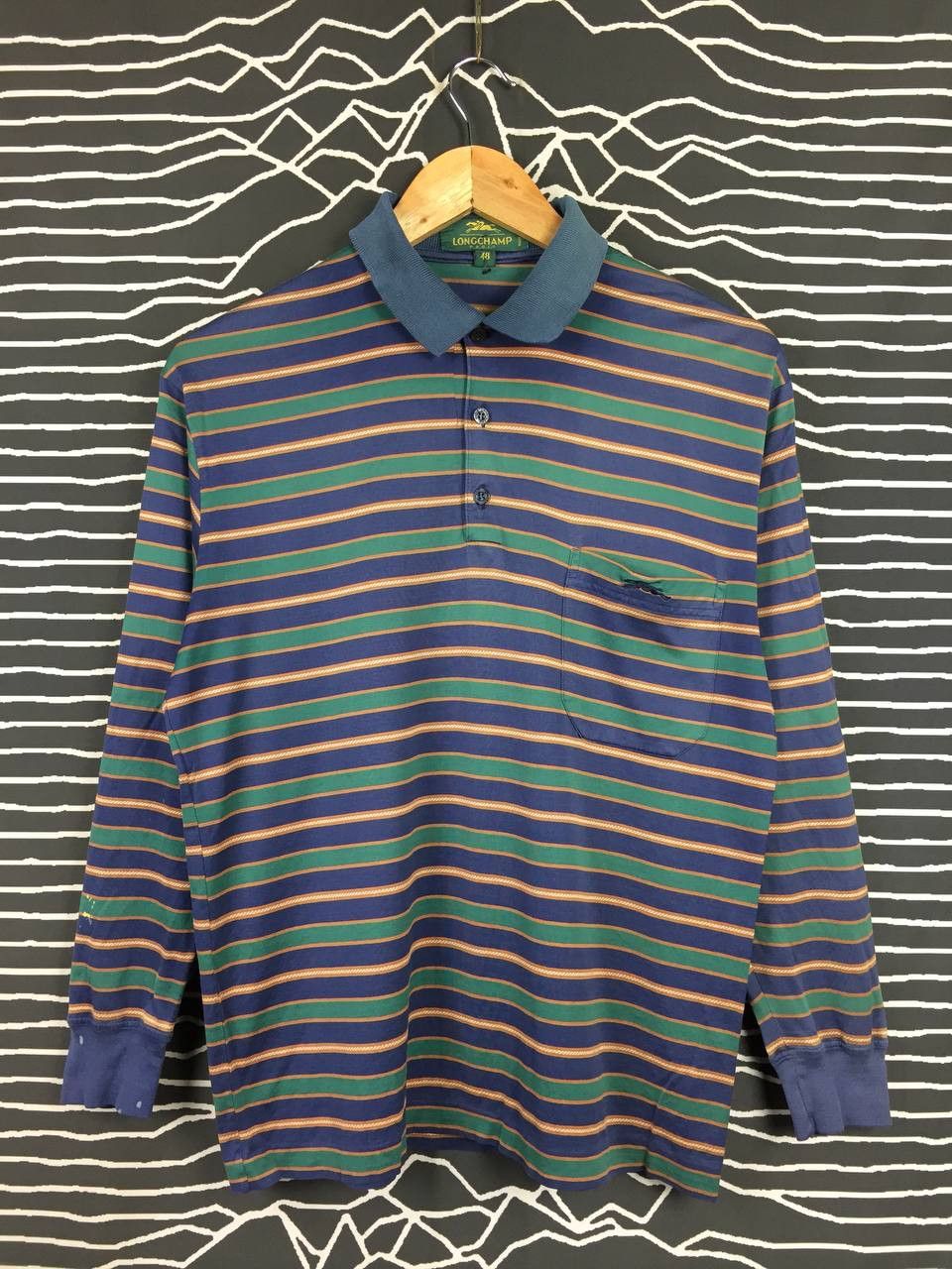 Longchamp × Vintage Vtg Longchamp Paris Made In Italy Longsleeve Polo Tee Size US M / EU 48-50 / 2 - 1 Thumbnail