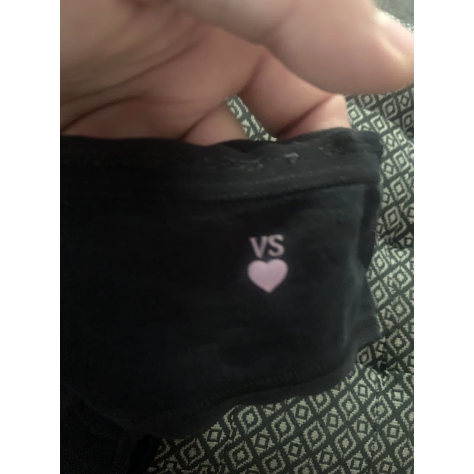 Victoria's Secret VINTAGE Victoria's Secret Hiphugger Panties Black M (Polka Dot, Lace, Stretch) Womens Panties Hipster Heart Angel 90s? Size 32" / US 10 / IT 46 - 2 Thumbnail