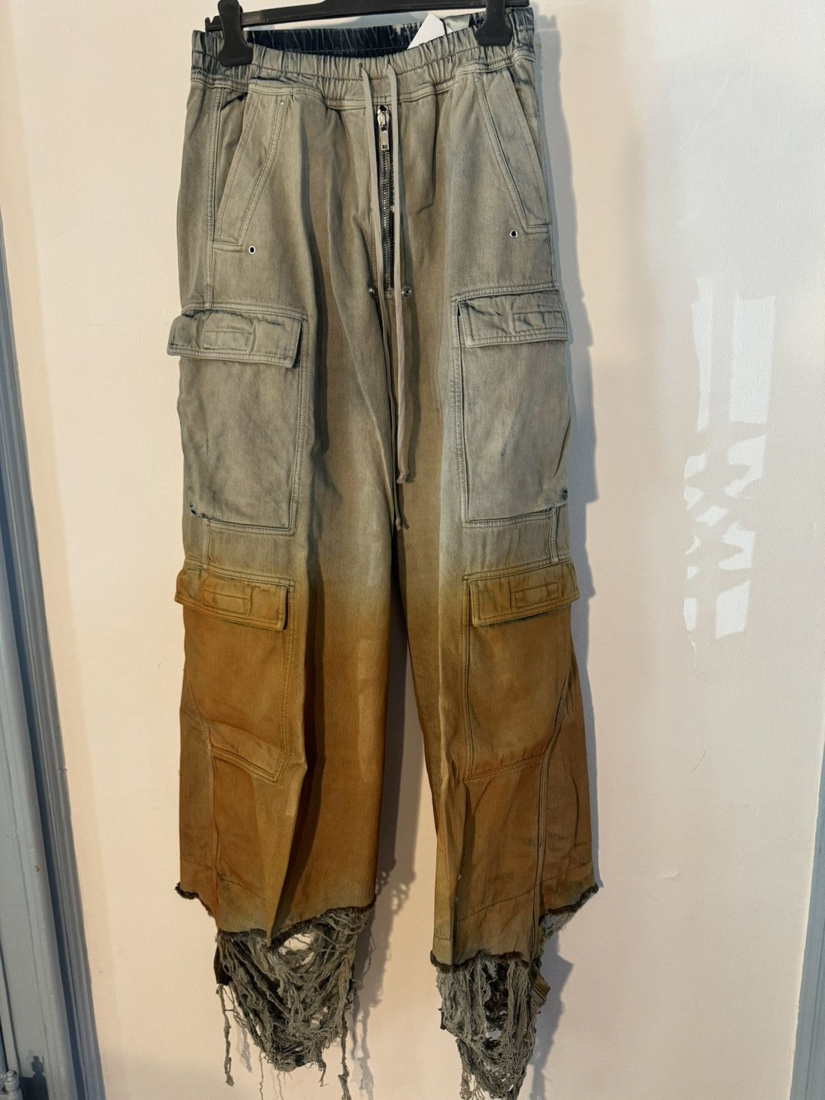 image of Rick Owens Drkshdw Slashed Double Cargobelas Pants in Hustler As Sample, Men's (Size 30)