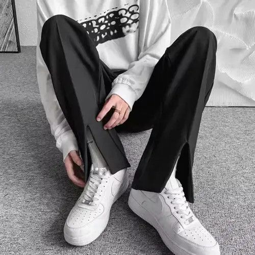 Other Men Trousers Split Black Harajuku Oversized Casual Pants Size US 31 - 1 Thumbnail