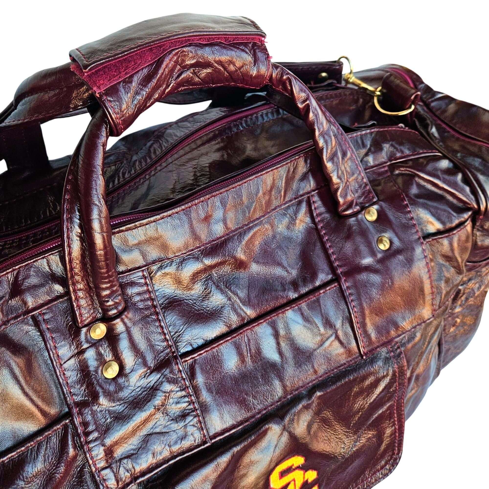 Other USC Trojans Vintage Patchwork Maroon Leather Duffel 22" Carr Size ONE SIZE - 4 Thumbnail