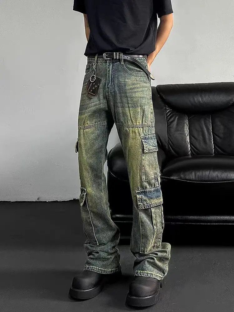 Designer × Japanese Brand Aged washed straight-leg wide-leg jeans Size US 32 / EU 48 - 3 Thumbnail