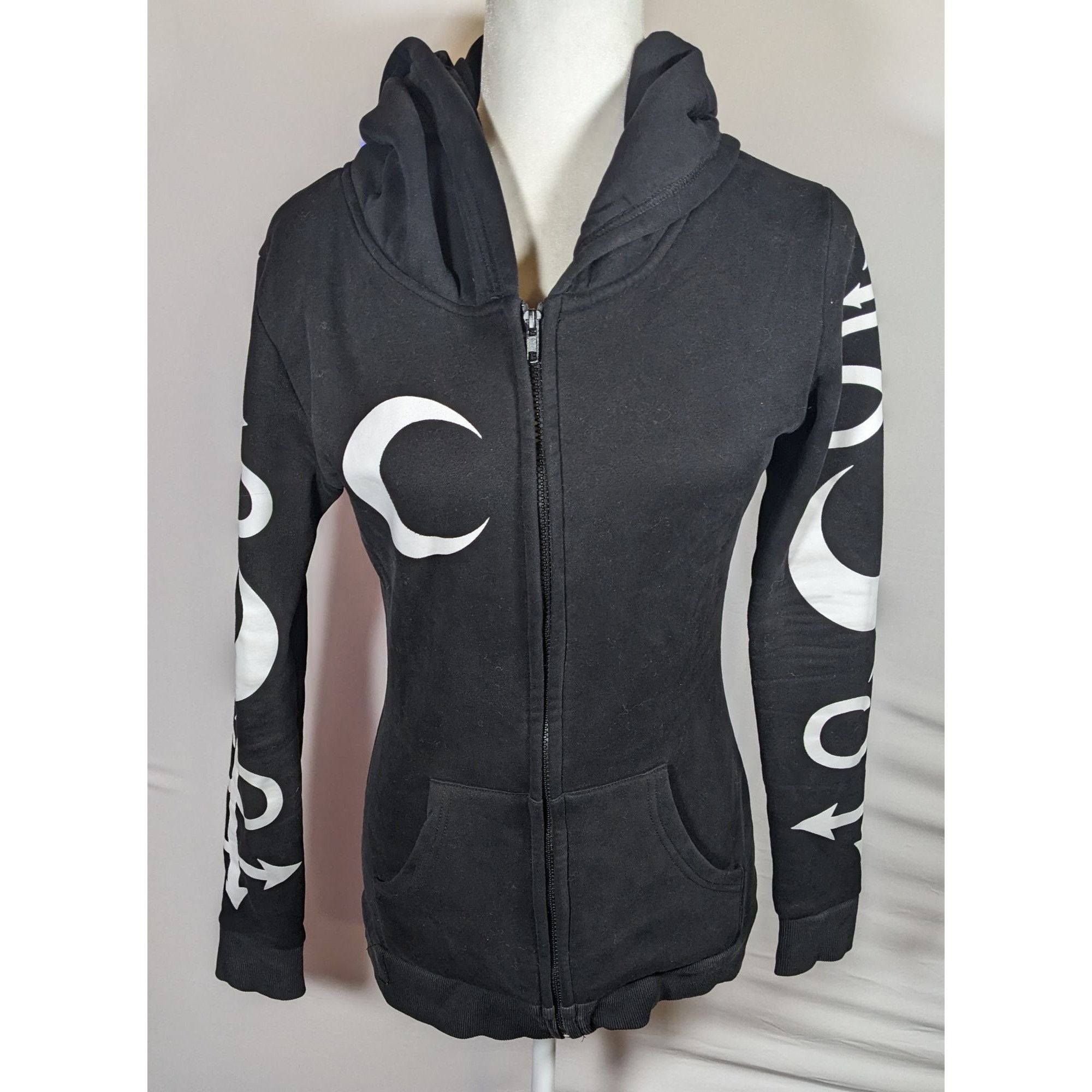Other Restyle Gothic Witch Occult Symbol Black Zip Hoodie Size S / US 4 / IT 40 - 8 Thumbnail