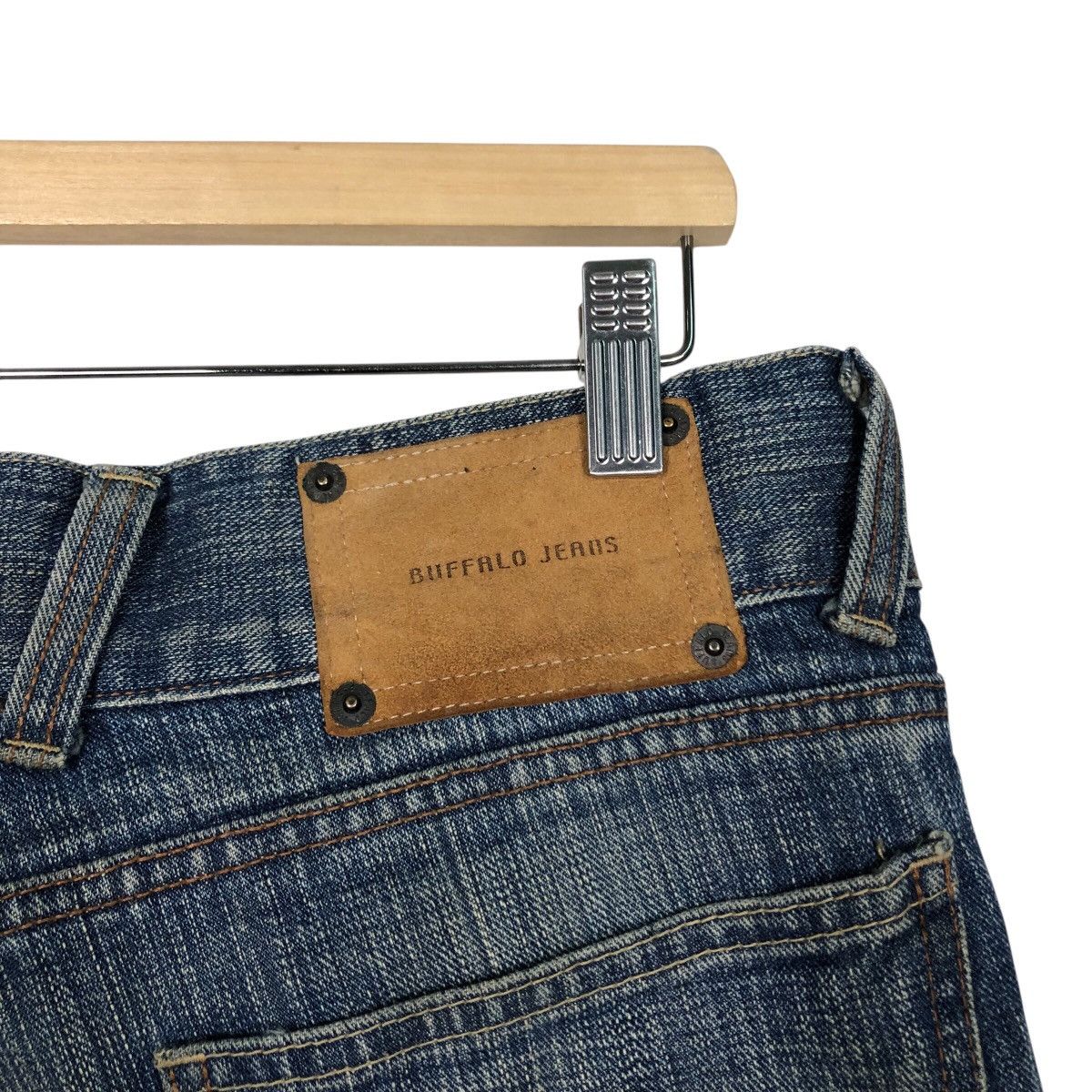 Japanese Brand Buffalo Jeans Y2K Moto Seam Denim — Early 2000s Archive Fade Size 33" - 14 Thumbnail