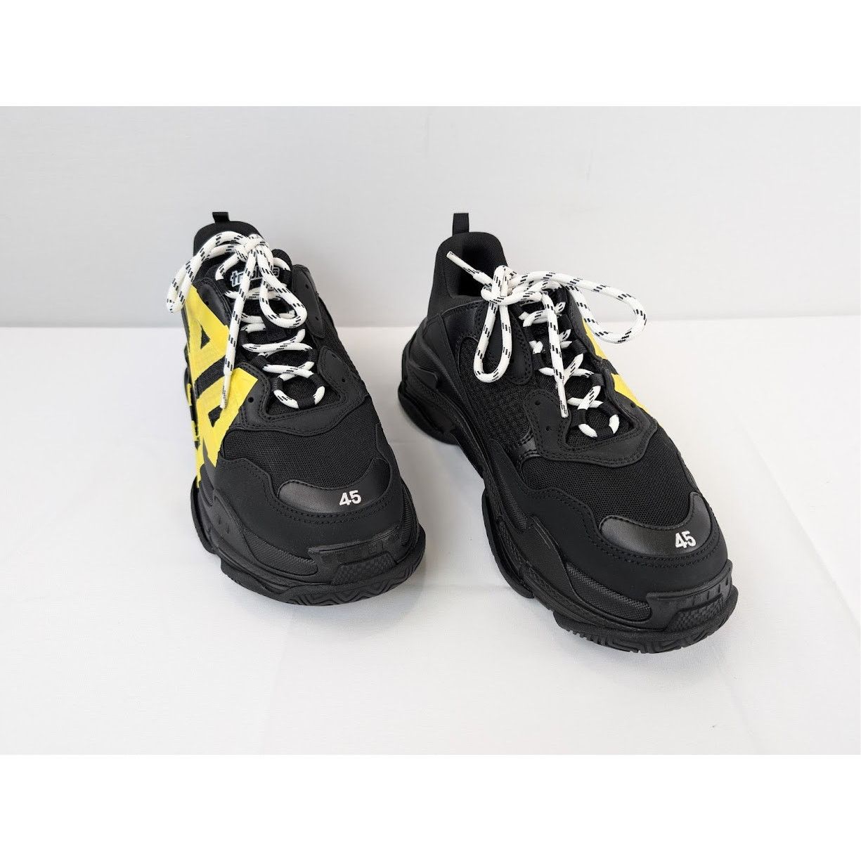 Balenciaga o1rshd1 Triple S Sneakers in Black/Yellow Size US 12 / EU 45 - 5 Thumbnail