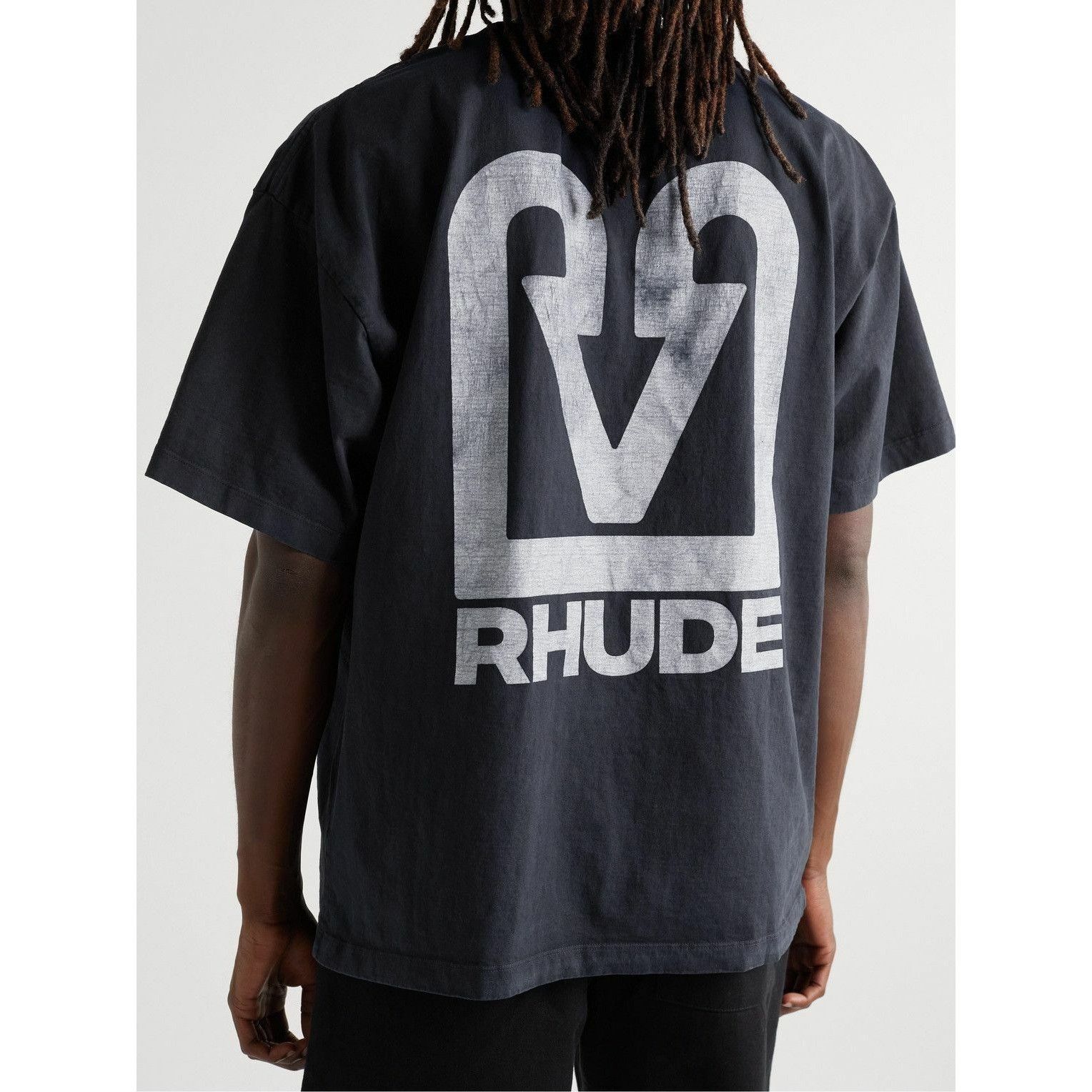Tシャツ・カットソー RHUDE Men T-shirt Black RHPS25TT05012 2306 Rhude Cadre Tee - Vintage Black – Kith