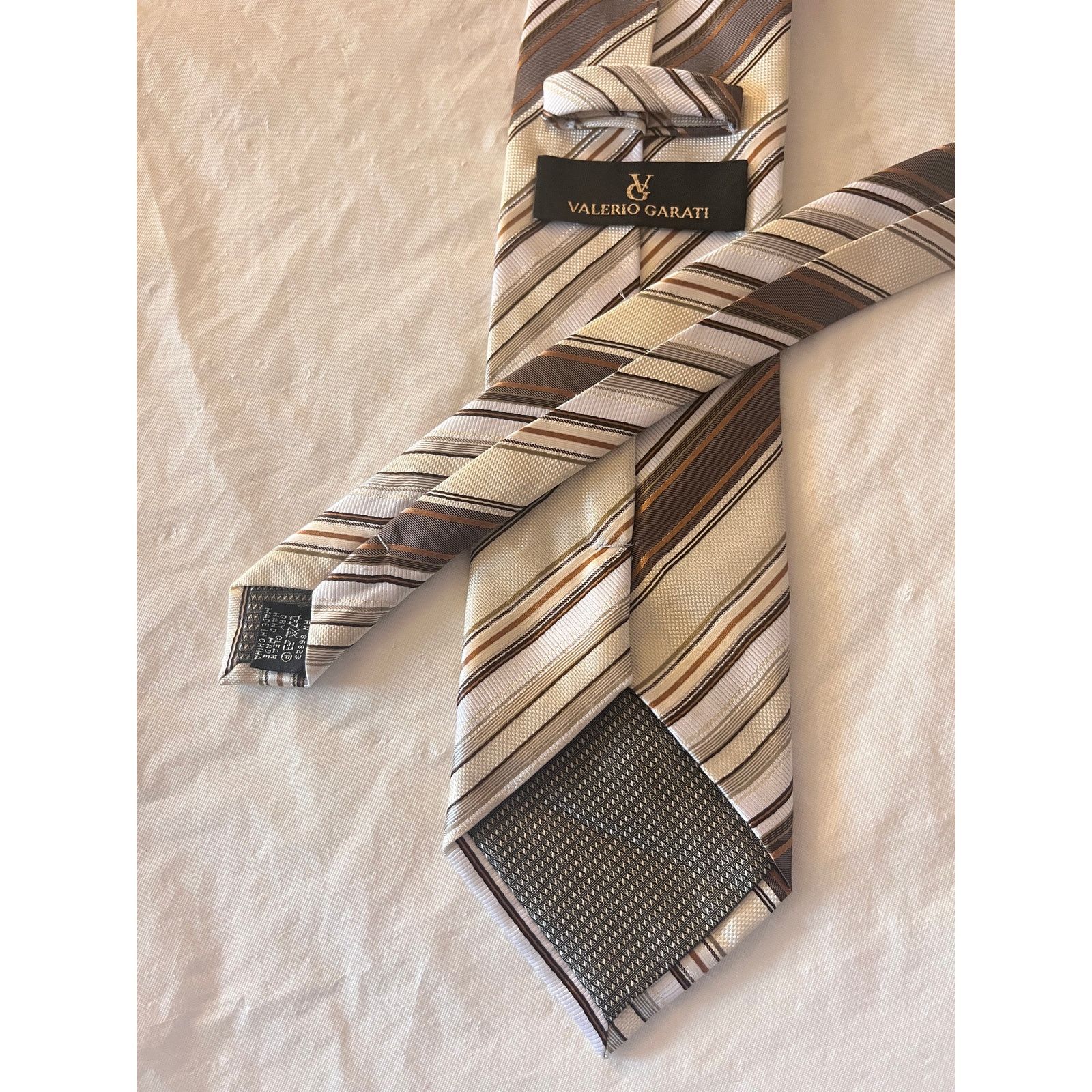 Other Valerio Garati Necktie - 100% Polyester Striped Tie Brown Size ONE SIZE - 5 Thumbnail