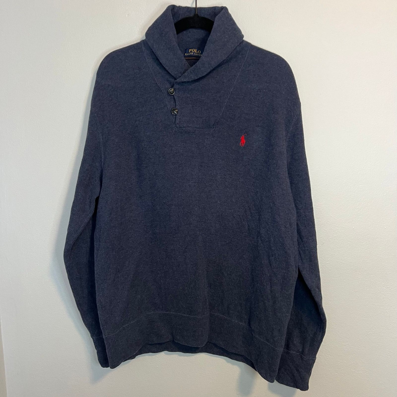 Polo Ralph Lauren Polo Ralph Lauren Shawl Collar Pull Over Blue Sweater Sz L Size US L / EU 52-54 / 3 - 1 Thumbnail